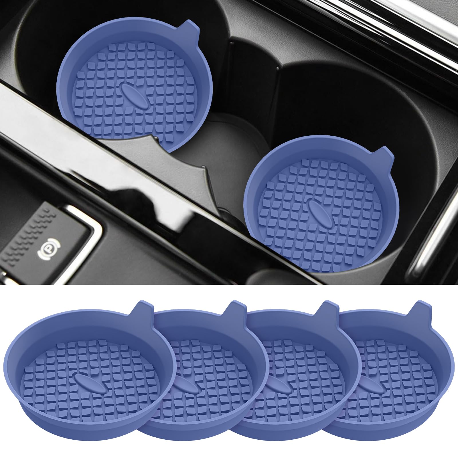 Me.Fan Car Cup Holder Coasters [4 Pack] Silicone Cups Mats, Automotive Universal Non-Slip Recessed Interior Accessories Navy Blu