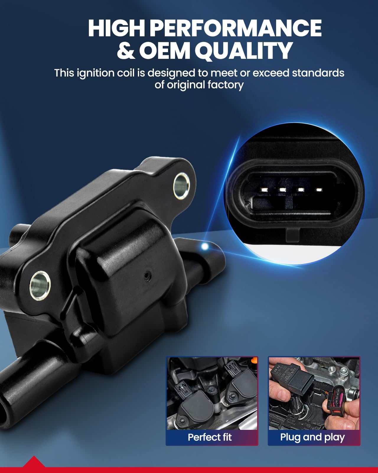 KAX UF413 Ignition Coil 8 Packs Fit for Chevy Cadillac GMC Pontiac 5.3L 6.0L V8 Engine - G8 Grand Prix H3 Silverado Tahoe Impala