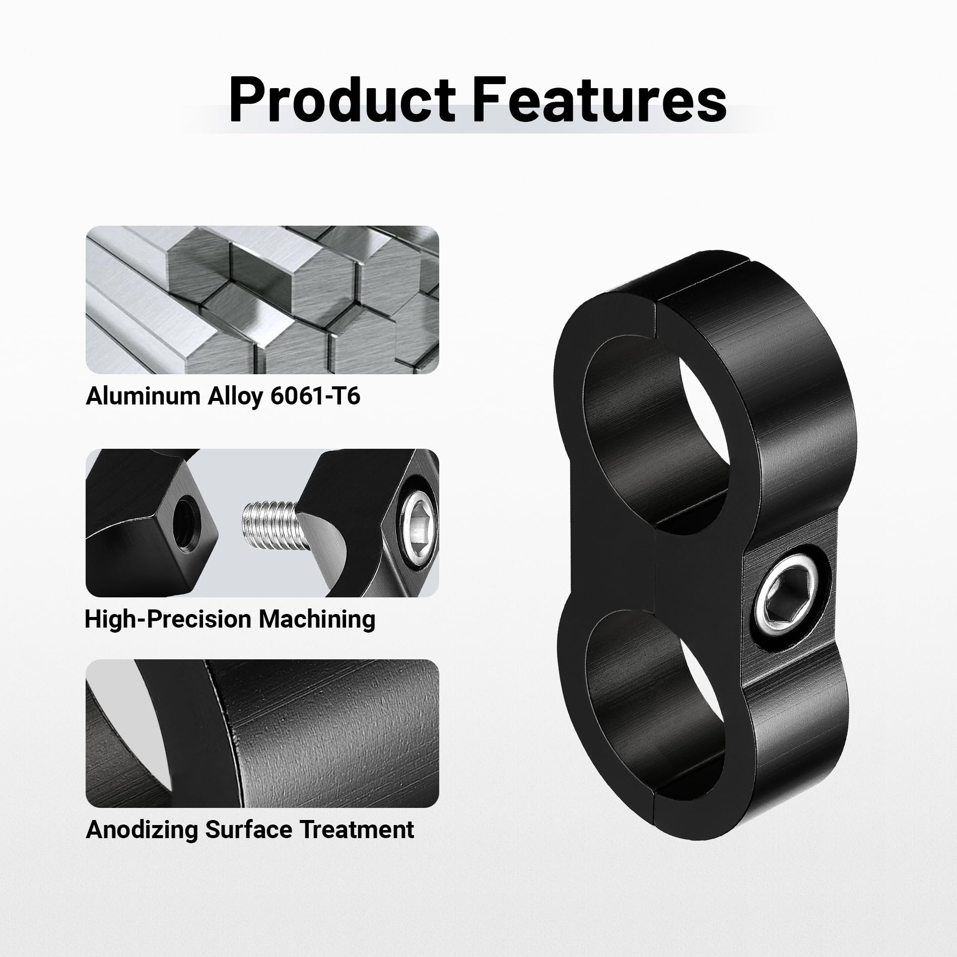 Evil Energy 10An Hose Separator Clamp, An10 Fuel Line Mounting Clamp Aluminum Black 10Pcs