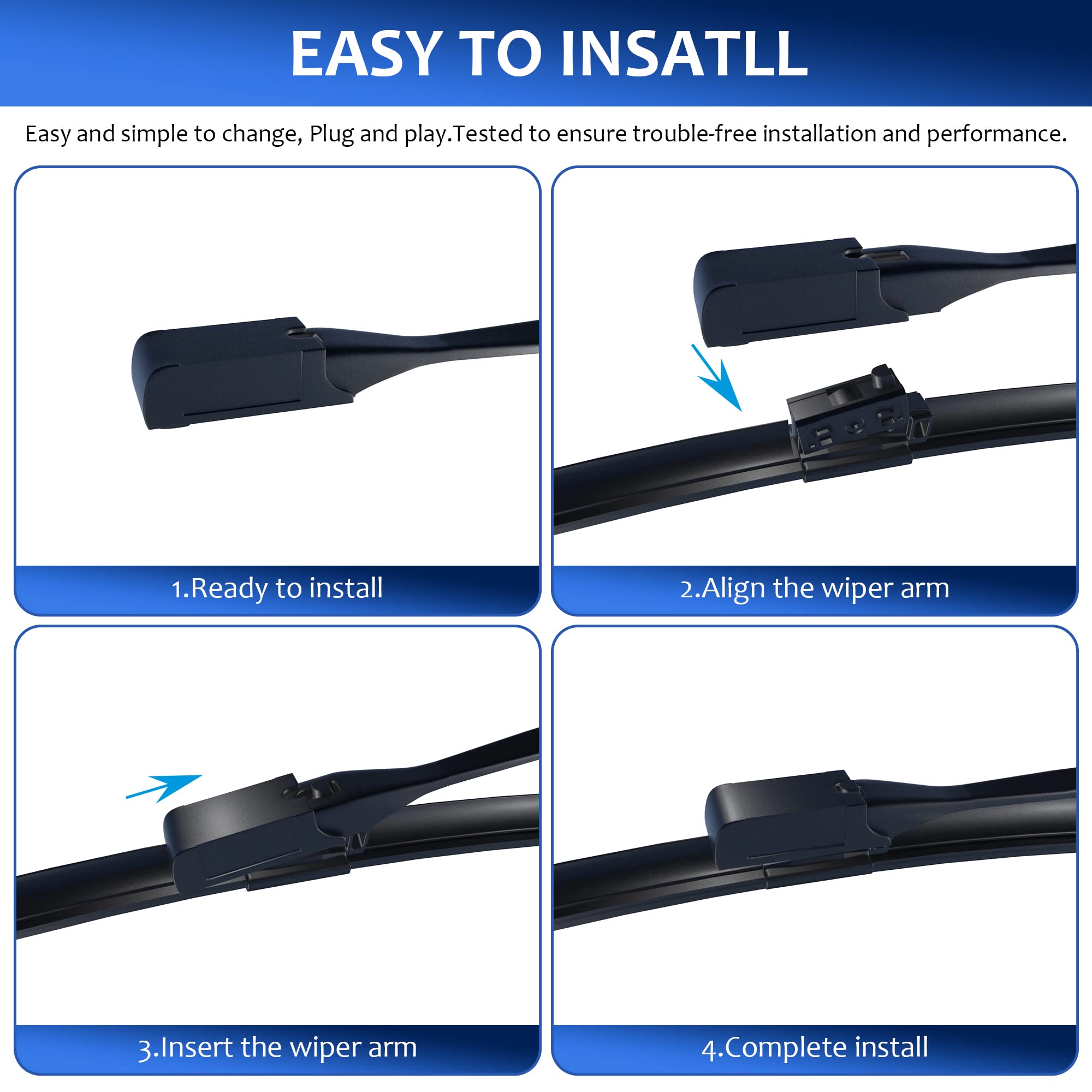 Windshield Wipers 22+22(Top Lock Mb,Set Of 2)Replacement For Mercedes-Benz C300,C350E,C400,C43Amg,C450Amg,C63Amg,C63Amg S,Glc300,Glc350E,Glc43,Amg,Glc63Amg,Glc63 Amg,Glc63 Amg S