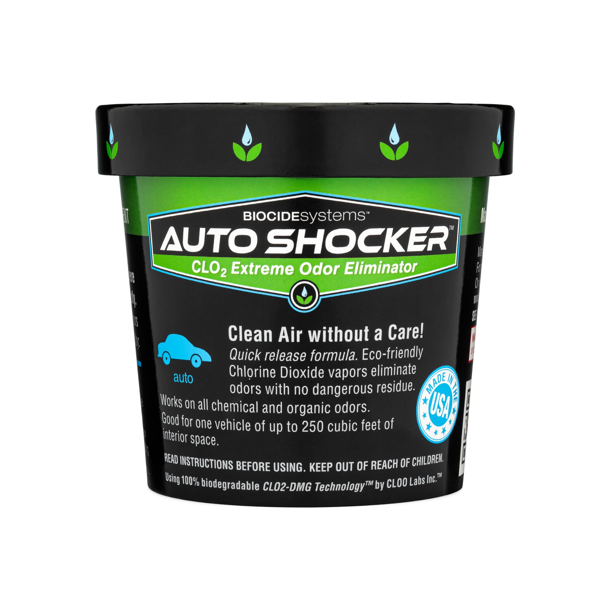 Biocide Systems Auto Shocker, Quick Release Car Odor Eliminator, Eco-Friendly Chlorine Dioxide Odor Bomb For Vehicle Interior Up To 250 Cubic Feet