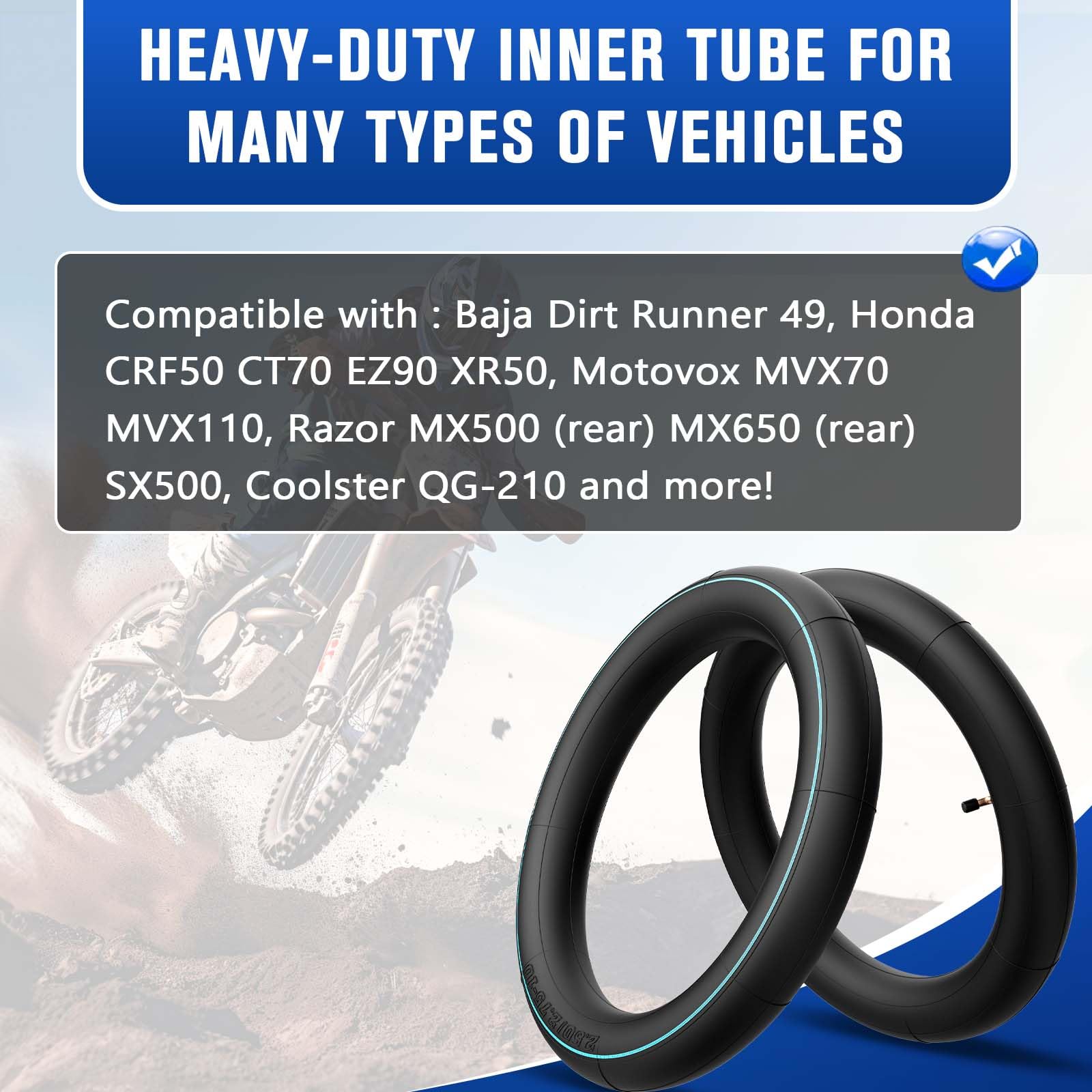 110/90-19 (4.50 x 19) Inner Tubes 110/90-19 Dirt Bike Tube Heavy Duty Motorcycle Tube with TR4 Straight Valve Stem Fits Motorcyc