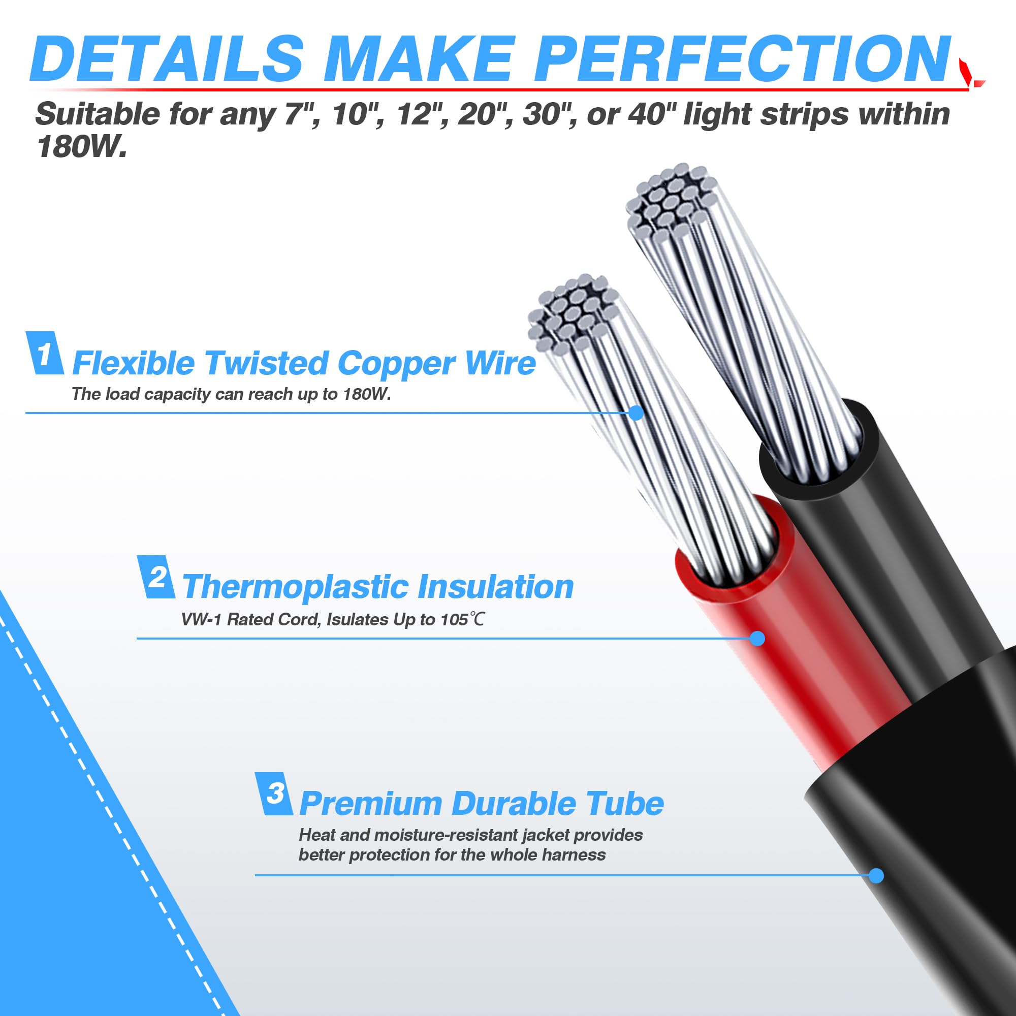 Mictuning Led Light Bar Wiring Harness Off Road Power 40A Relay Fuse On-Off Switch (2 Lead)