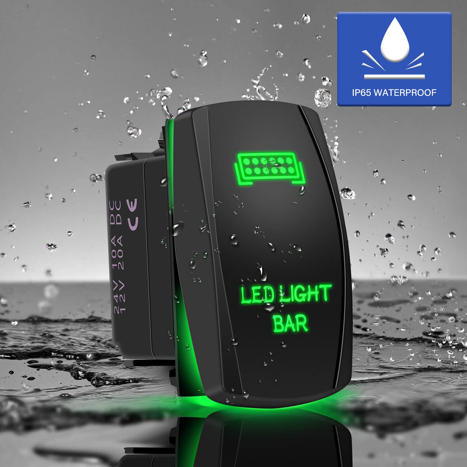 Green Led Light Bar + Rear Lights Toggle Rocker Switches Compatible For Car Truck Atv Utv Polaris Ranger Rzr Turbo Can Am Comman