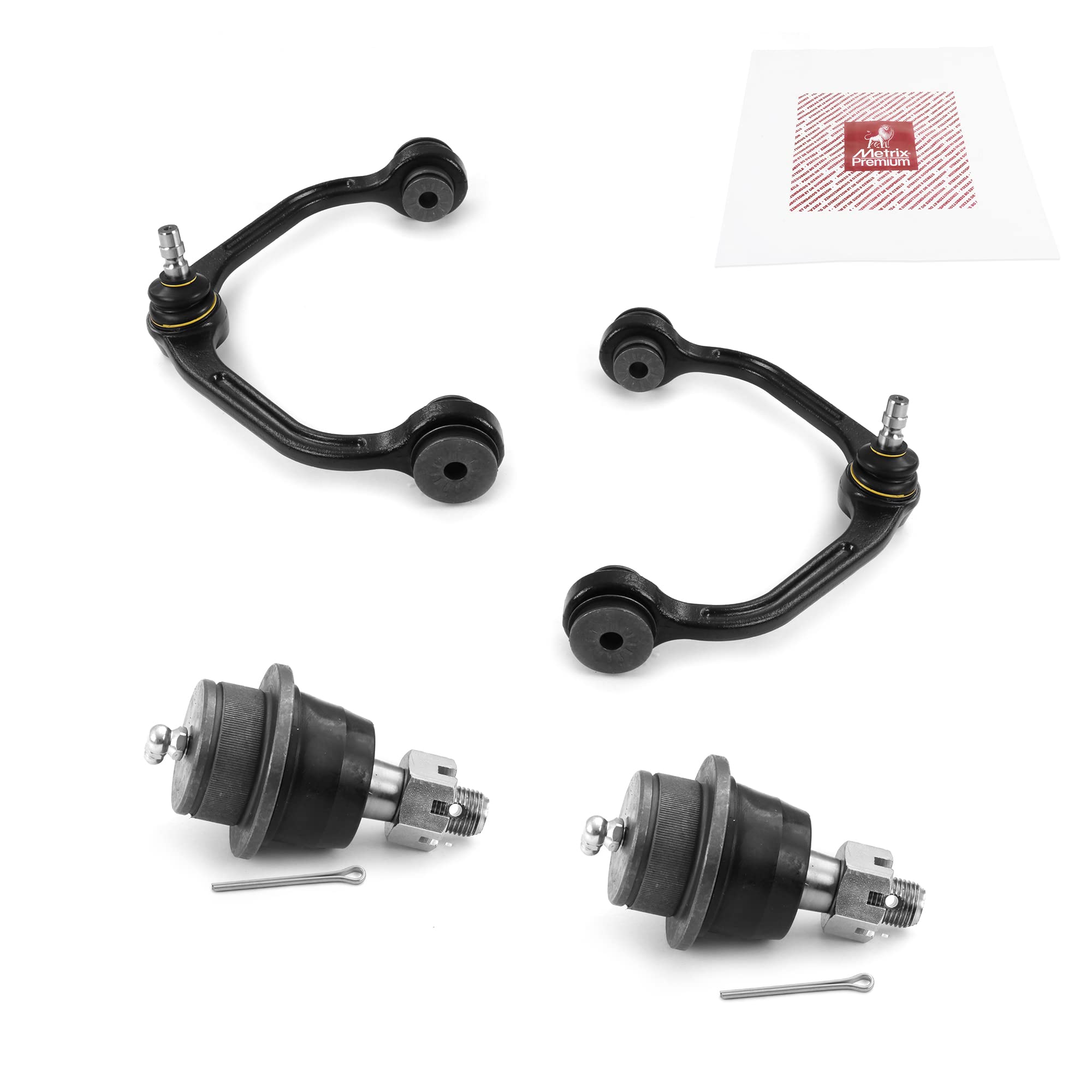 Metrix Premium Chassis Parts - 4 Pc Front L/R Upper Control Arm & Front Lower L/R Ball Joint Kit Fits 98-11 Ford Ranger Rwd, 03-