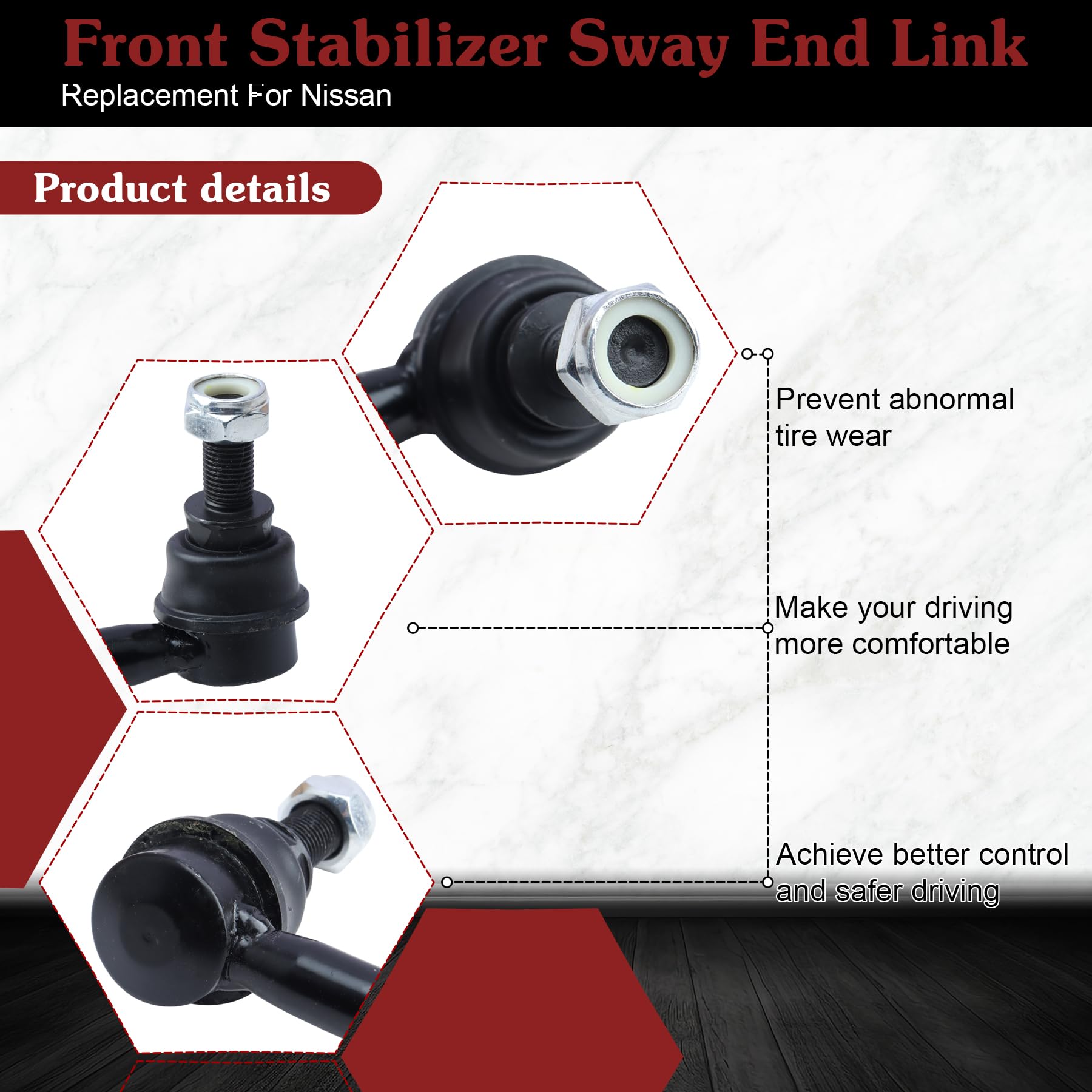 Stiueoav K90352 K90353 Sway Bar Link - Front Stabilizer End Link Compatible With 2002-2006 Nissan Altima?2004-2008 Nissan Maxima