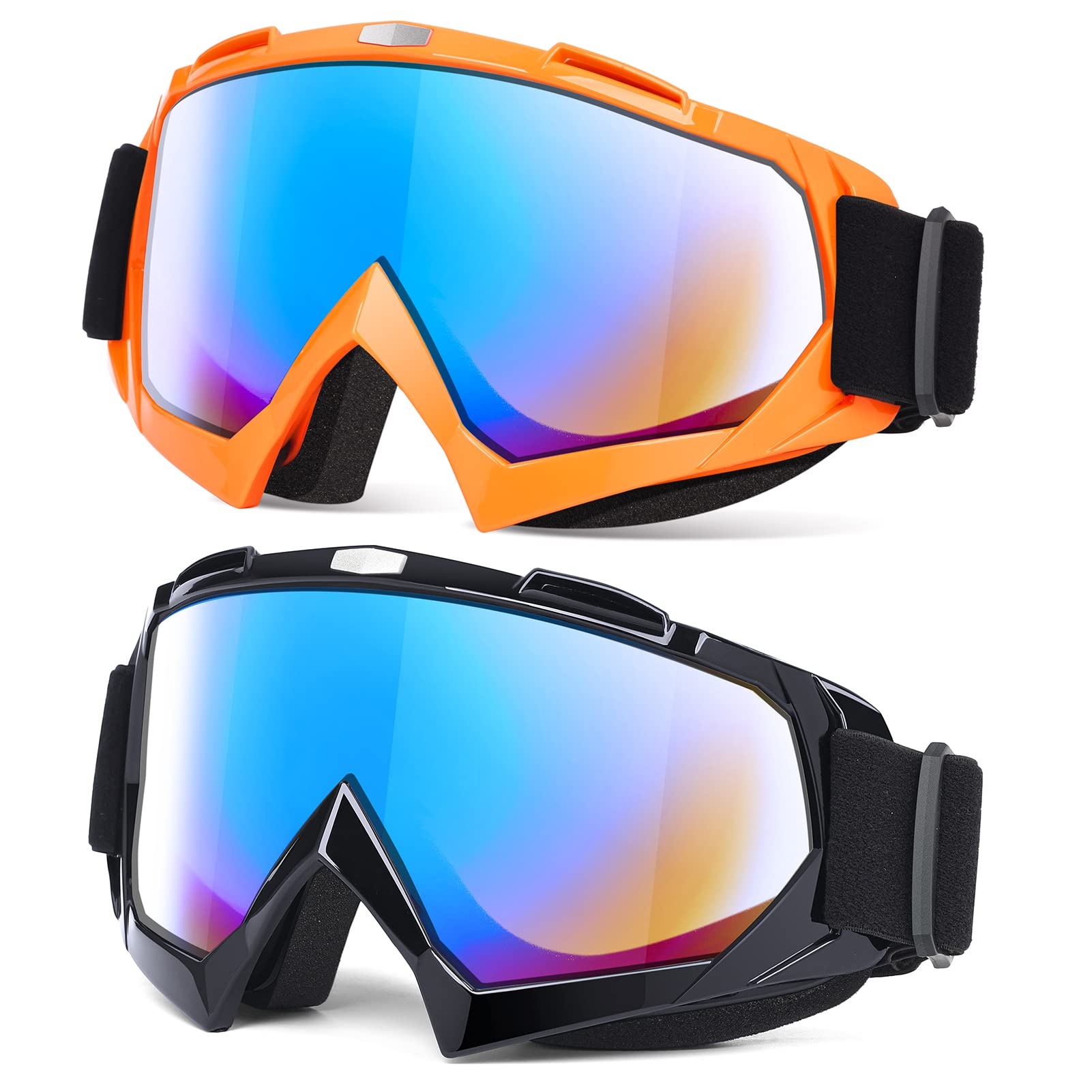 MAMBAOUT Adult Dirt Bike Goggles, 2-Pack ATV Motorcycle for Men & Women, Wide Vision Riding Off-Road