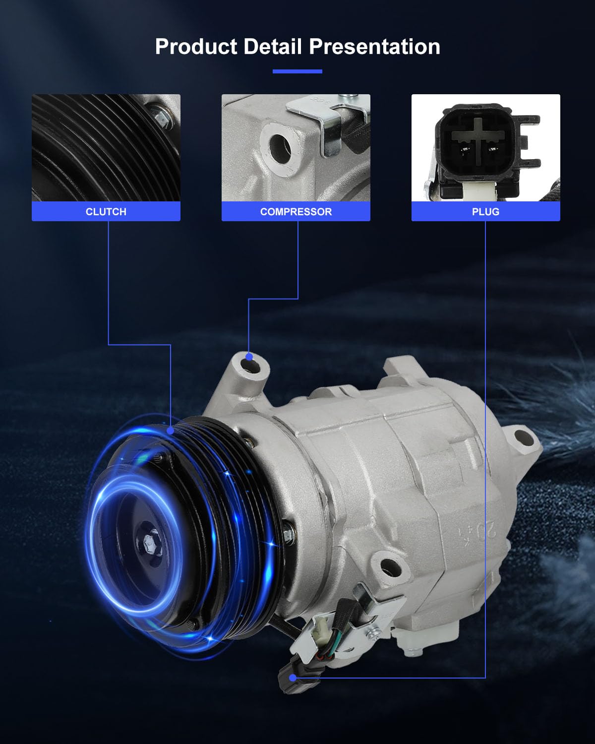 Eccpp A/C Compressor With Clutch 2007-2014 Fit For Ford Edge For Lincoln Mkx 3.5L Ac Compressor