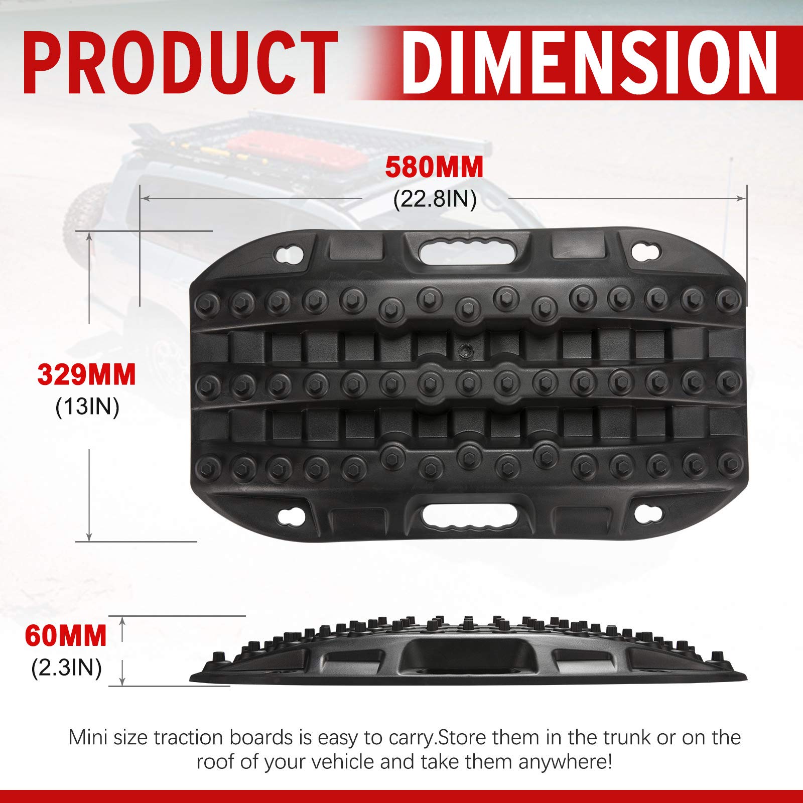 BUNKER INDUST Off Road Traction Boards - 2 Pcs Recovery Track Mats for 4WD, Black, Nylon, Model RTK3-BLK-FRD