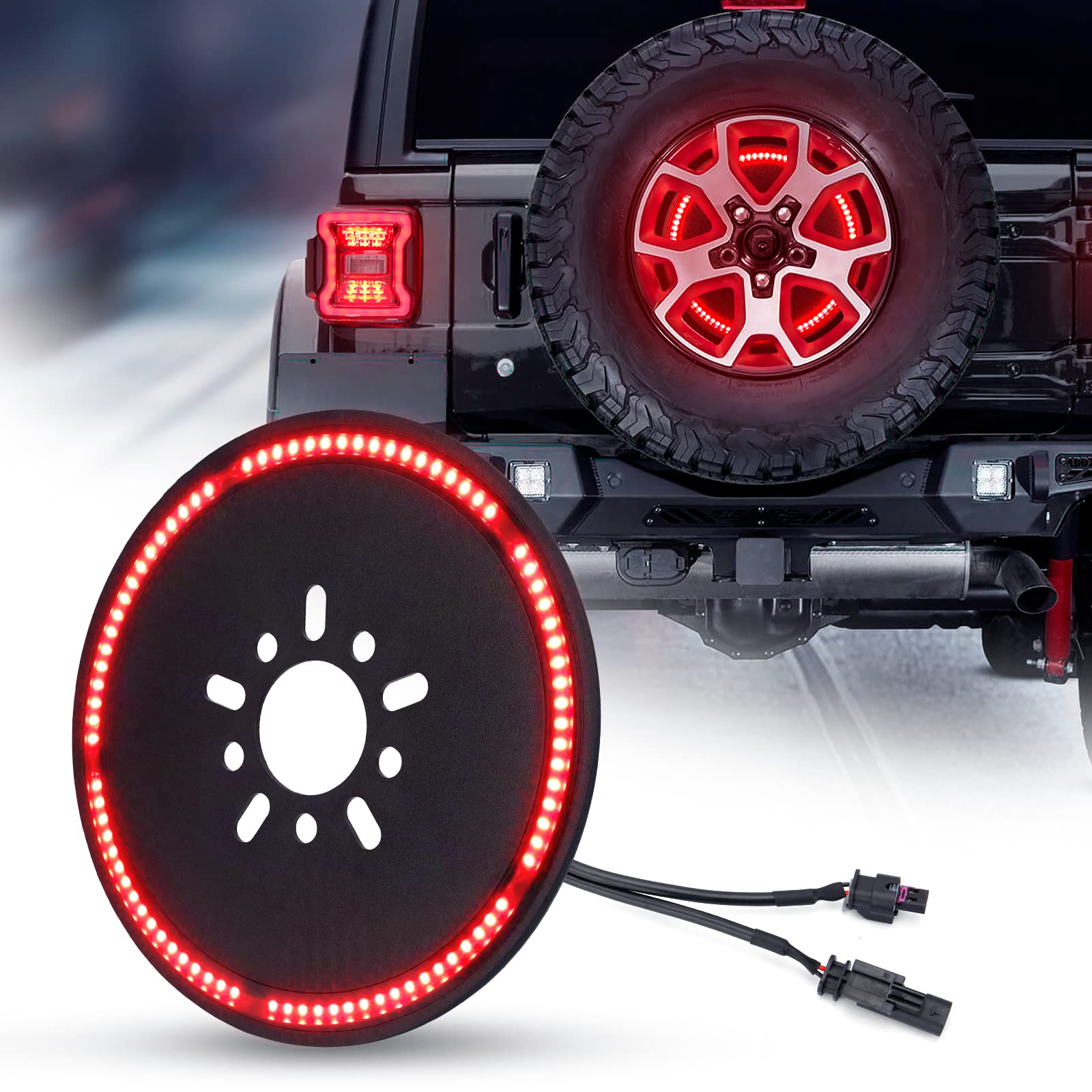 Spare Tire Brake Light Wheel Light 3rd Third Brake Light for 2018 2019 2020 Jeep Wrangler JL JLU with Back Up Camera