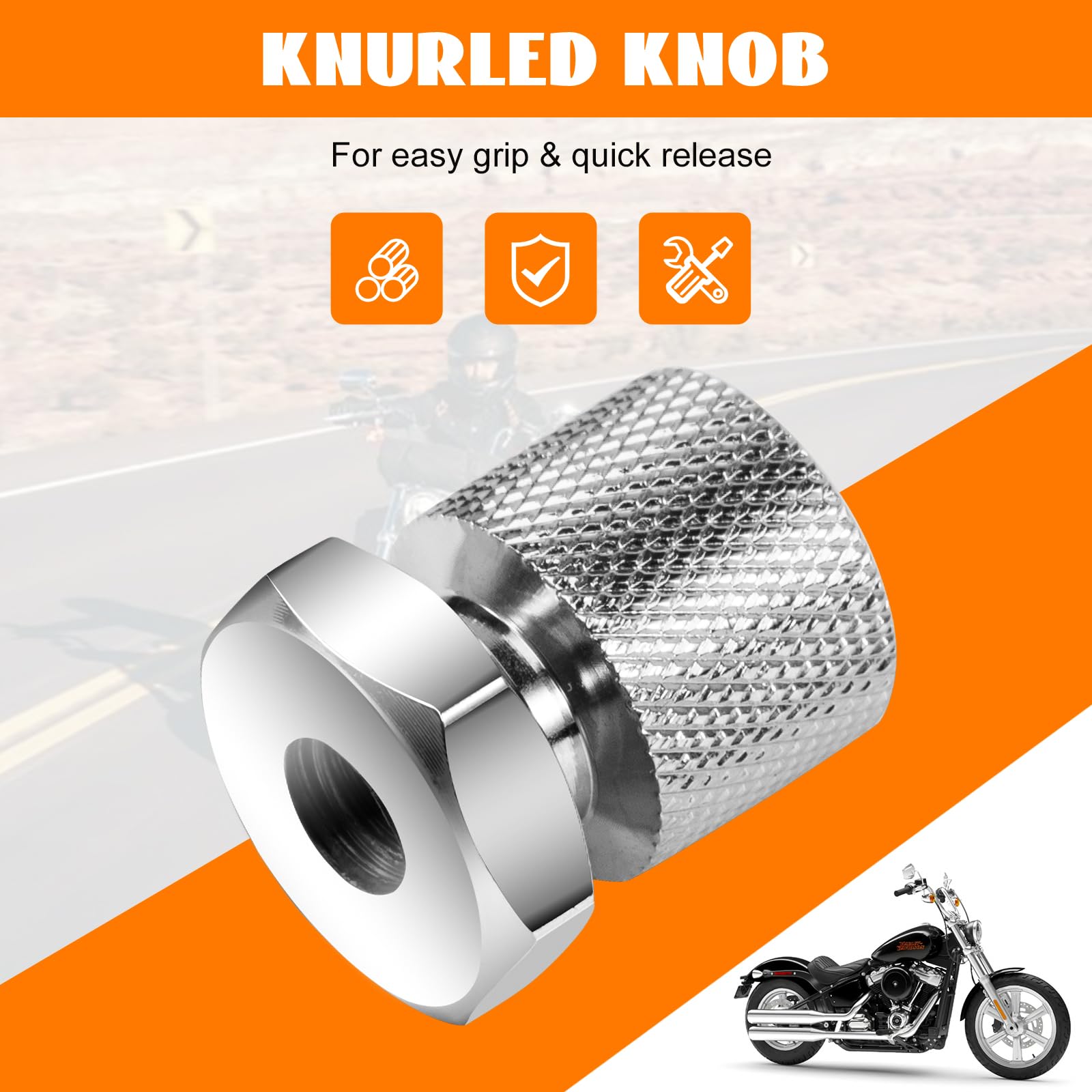 Eumti 3PCS Stainless Knurled Fender Rear Seat Bolt Screw with Solo seat mounting nut 1/4''-20 Thread Skull Pattern Black Eyes Ch