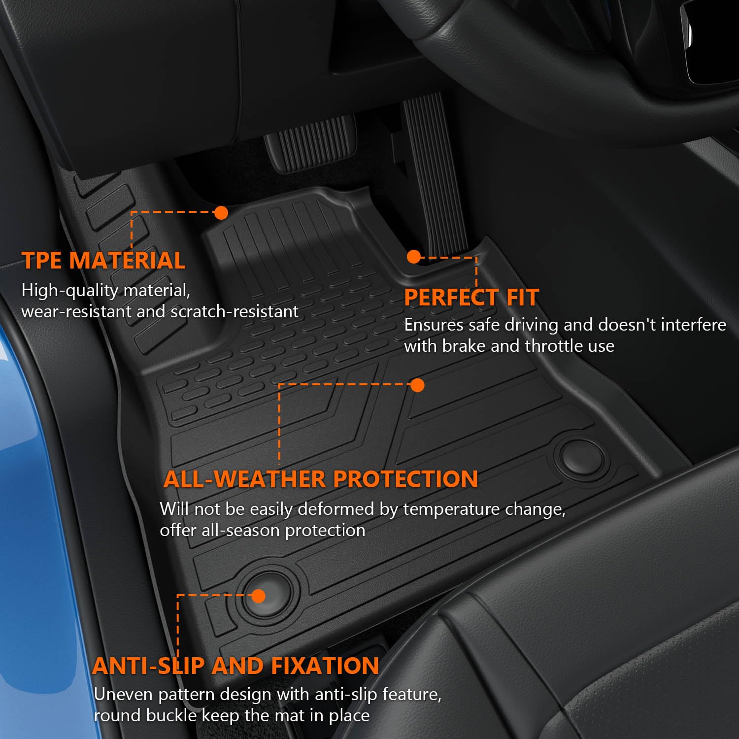 Powoq 6-Seat Floor Mat Compatible With 2020-2025 Ford Explorer Trunk Mat Tpe Backrest Mat Replacement For 2020-2022 2023 2024 20