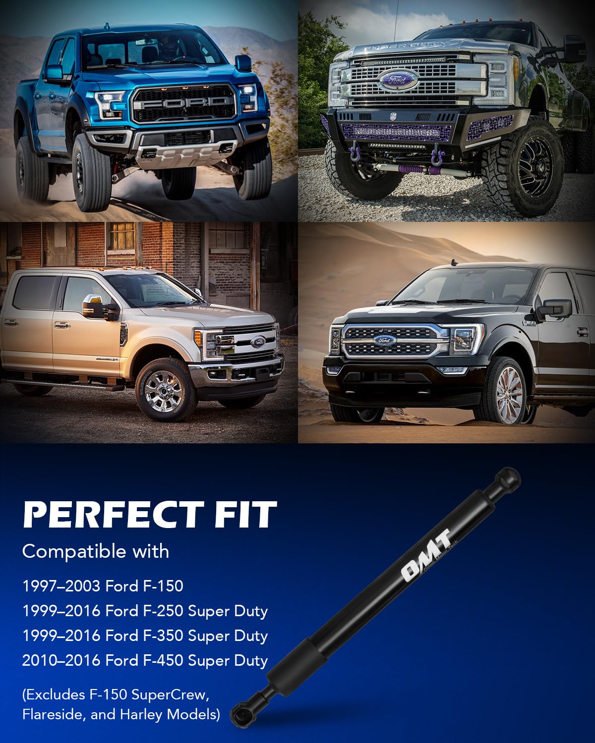 Orion Motor Tech Truck Tailgate Assist, Pickup Tailgate Lift Assist Kit Compatible With 1997 1998 1999 2000 2001 2002 2003 Ford F150, 1999 To 2016 F250 F350 Super Duty, & 2010 To 2016 F450 Super Duty