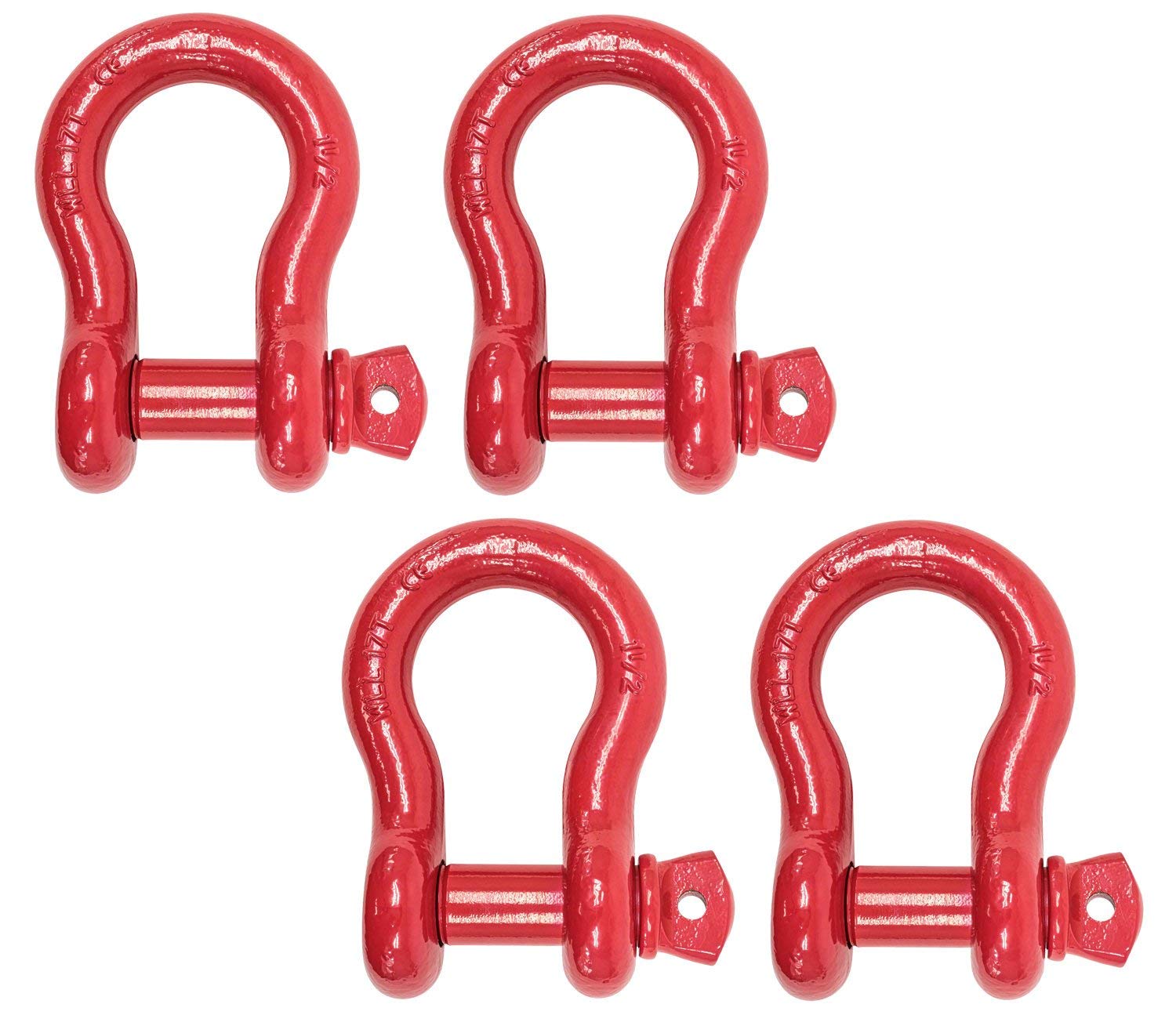 (4 Pack) 1-1/2 Anchor Shackle Forged Carbon Steel w/ Alloy Screw Pin Load Limit # 17 Tons (34,000 lbs) | Double Rust Protection 