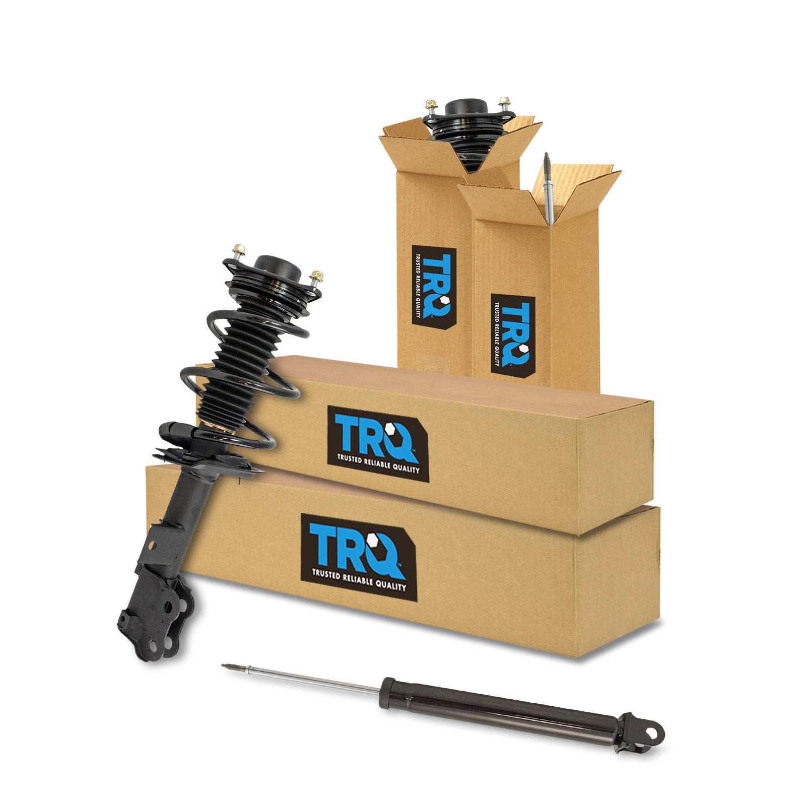 Trq Front And Rear Complete Strut Assembly & Shock Absorber Kit Complete Strut & Coil Spring Assembly Compatible With 2012-2014 