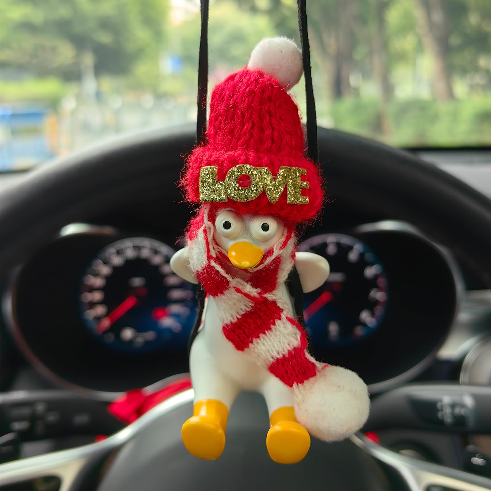 Swining Duck Gifts With Hat/Scarf Car Mirror Hanging Accessories Cars Rearview Mirrors Charms For Wome Men Interior Cute Thing F