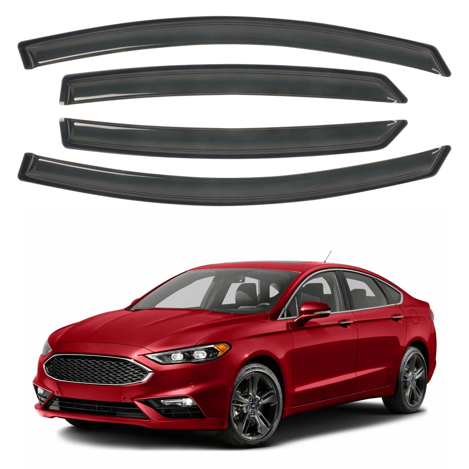 Window Visors Shield Rain Guards Fit For 2013-2020 Ford Fusion, Outside Mount Window Wind Deflectors, Smoke Tinted Vent Visors S