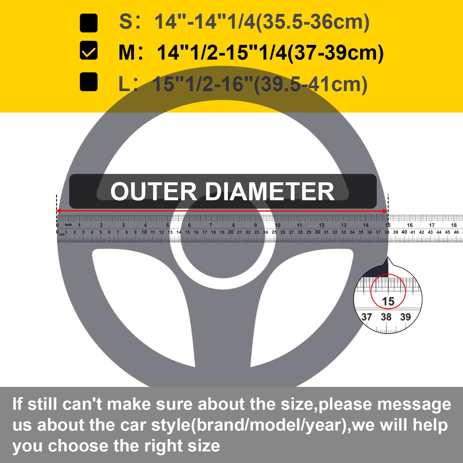 Xizopucy Orange Steering Wheel Cover Microfiber Leather Sporty Car Accessories For Men And Women,Breathable Non-Slip Universal F