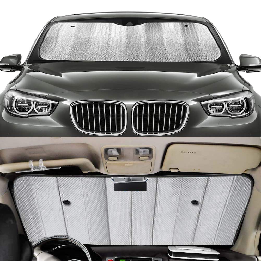 Big Ant Car Windshield Sunshade Uv Ray Reflector Auto Window Sun Shade Visor Shield Cover, Keeps Vehicle Cool- Sliver (55'' X 27