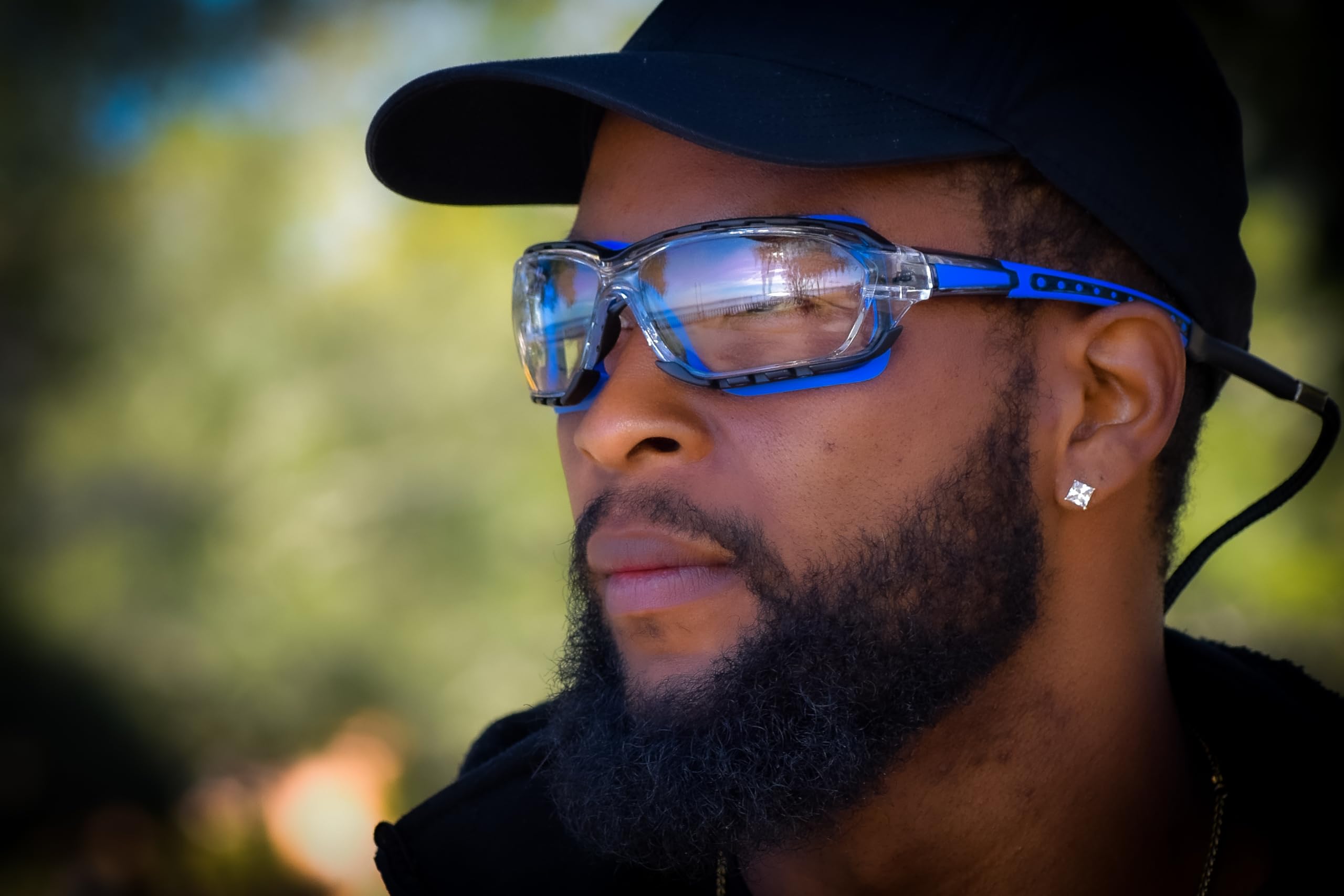 Global Vision 2 Pair Octane Sport Motorcycle Riding Safety Glasses Blue Gasket 1 With Clear Lens And 1 With Smoke Lens