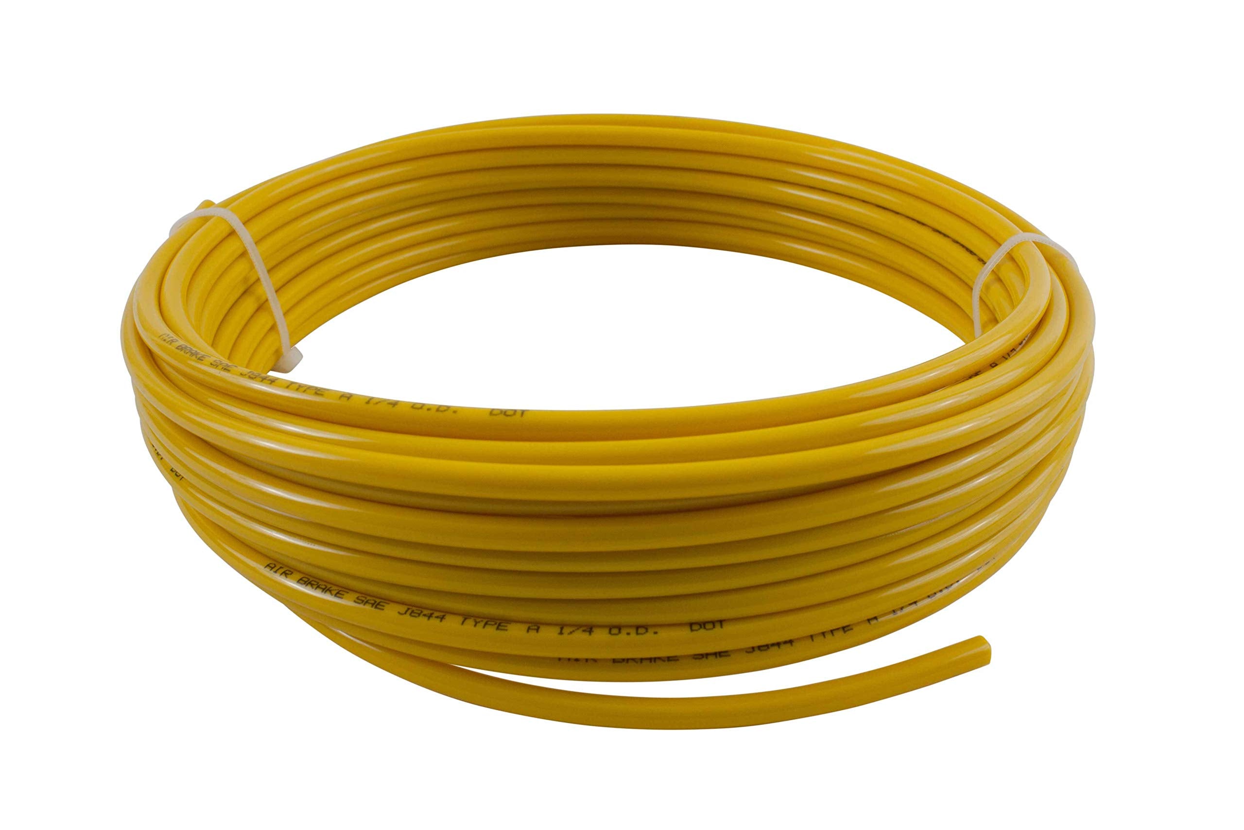 Mytee Products 1/4 OD x 50 Yellow SAE J844 Nylon Air Brake Tubing DOT Approved | Pneumatic Nylon Air Line Hose for Air Brake Sy