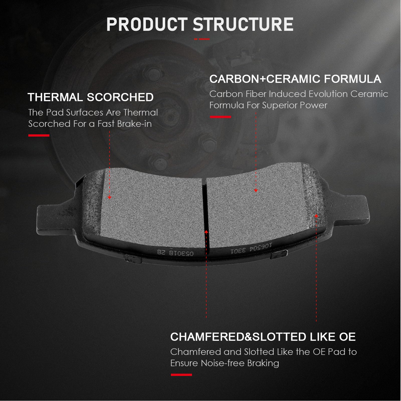 Cciyu D1169 Front Semi-Metallic Disc Brake Pads Kit For Buick Enclave 2008-2017,For Chevrolet Traverse 2009-2017,For Gmc Acadia