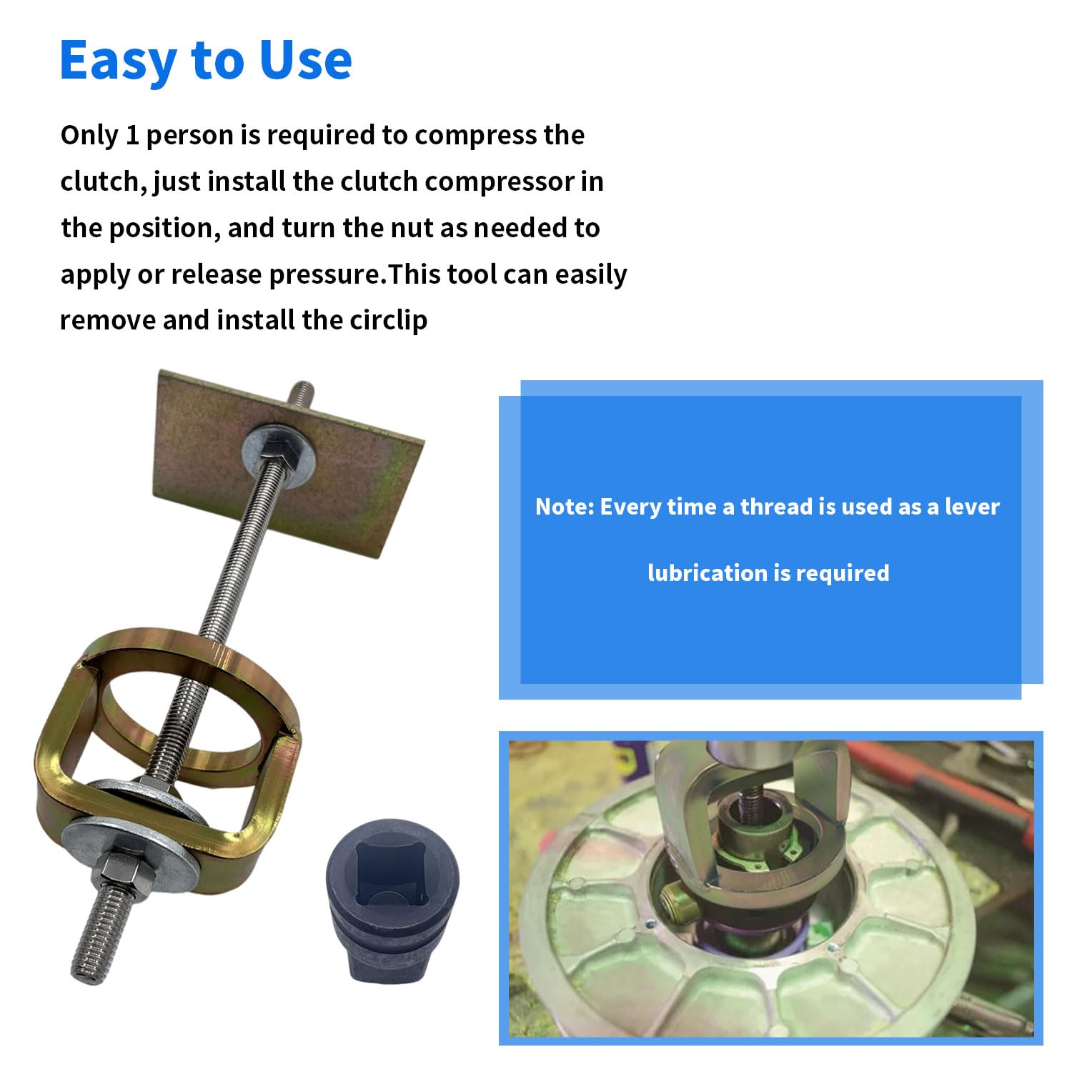 Biglknm Clutch Compression Tool Atv Snowmobile Compatible For Yamaha Rzr Kawasaki Polaris, Primary Secondary Clutch Spring Compressor Tool