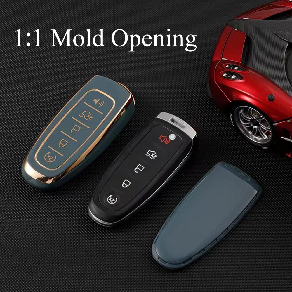Wsauto Key Fob Cover With Metal Keychain Compatible With Ford C-Max Edge Escape Expedition Explorer Flex Focus Taurus Lincoln Mk