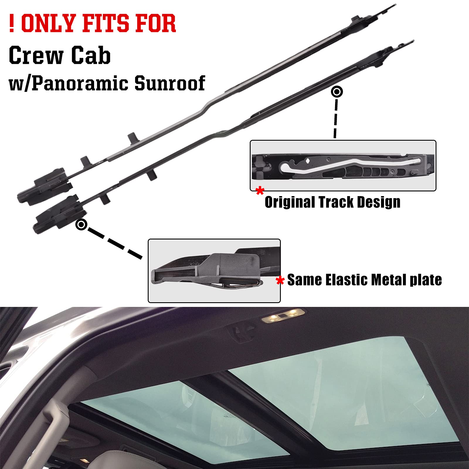 Unikpas Sunroof Track Compatible For Ford F150 2015-2020 F250 F350 F450 2017-2019 Sunroof Guide Rails Fl3Z-1651071-A