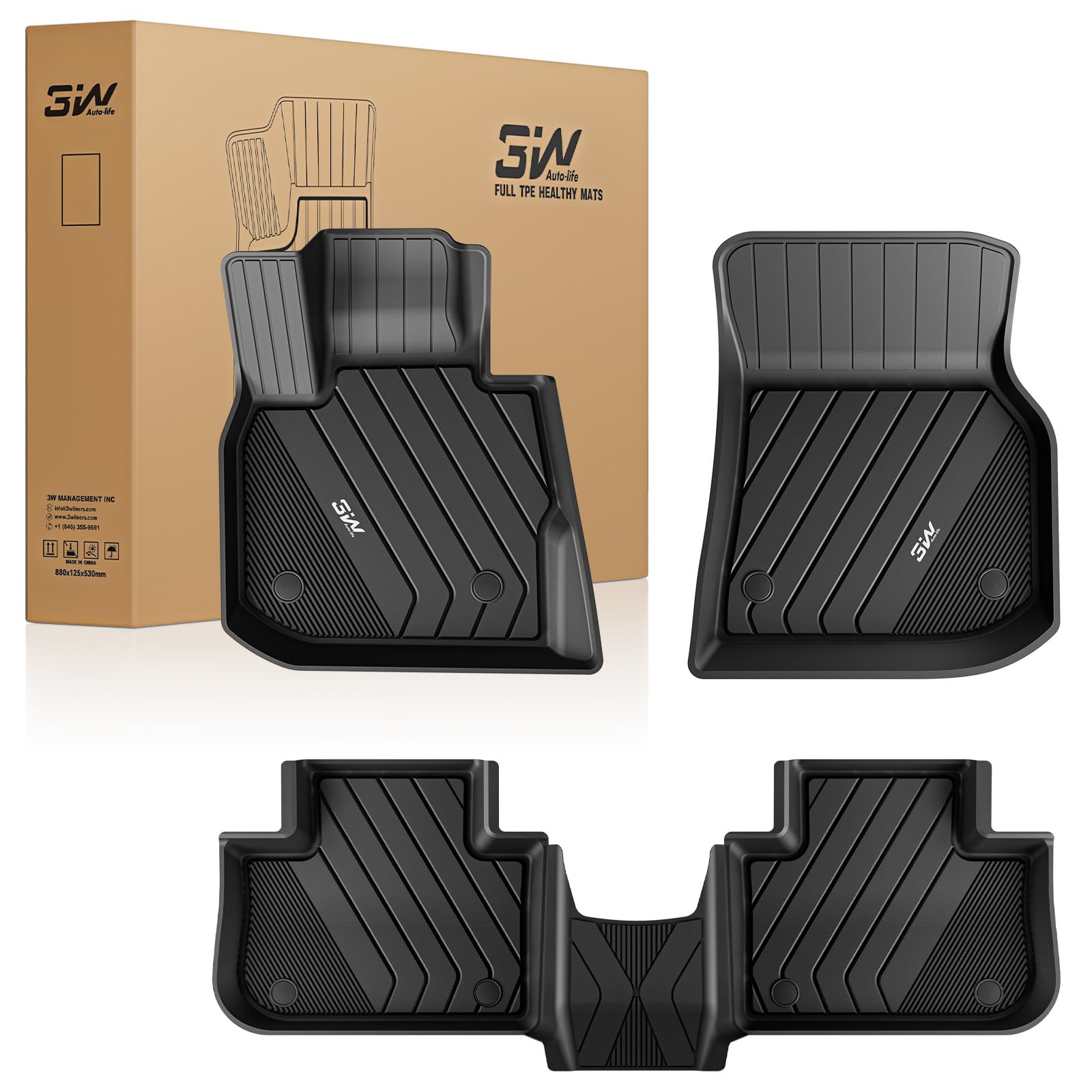 3W 2018-2024 Bmw X3 Floor Mats & 2019-2024 X4 Floor Liner, All Weather Tpe Custom Fit X 3/4 Accessories For X3 30I M40I 30E M Bm