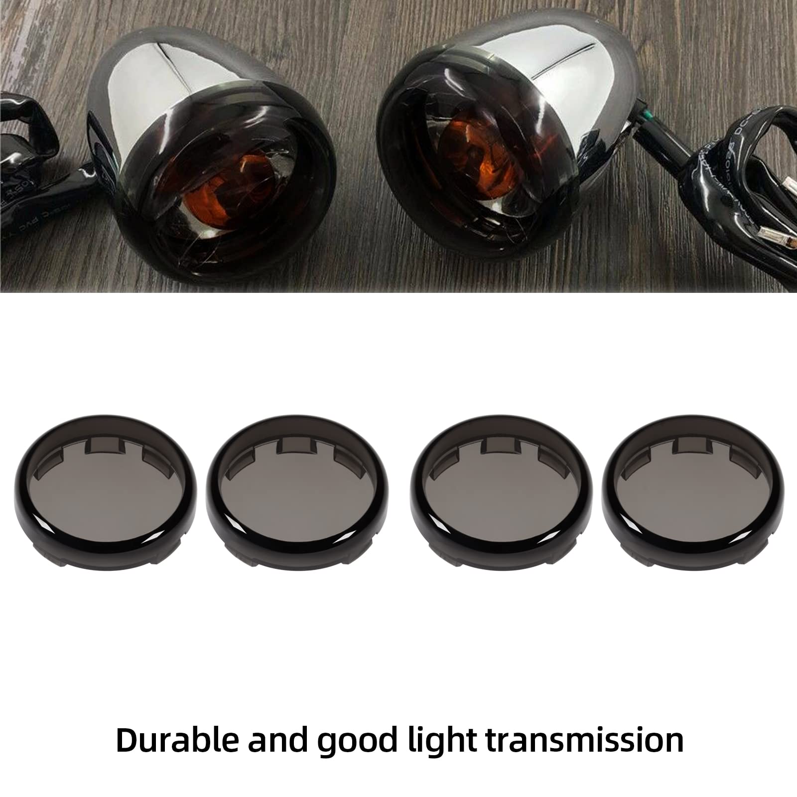 Amazicha Smoke Bullet Turn Signal Light Lens Cover Upgraded Anti-Scratch Lenses Compatible For Harley Davidson Sportster, Softail, Road King, Road Glide, Street Glide, Electra Glide 2000-2024