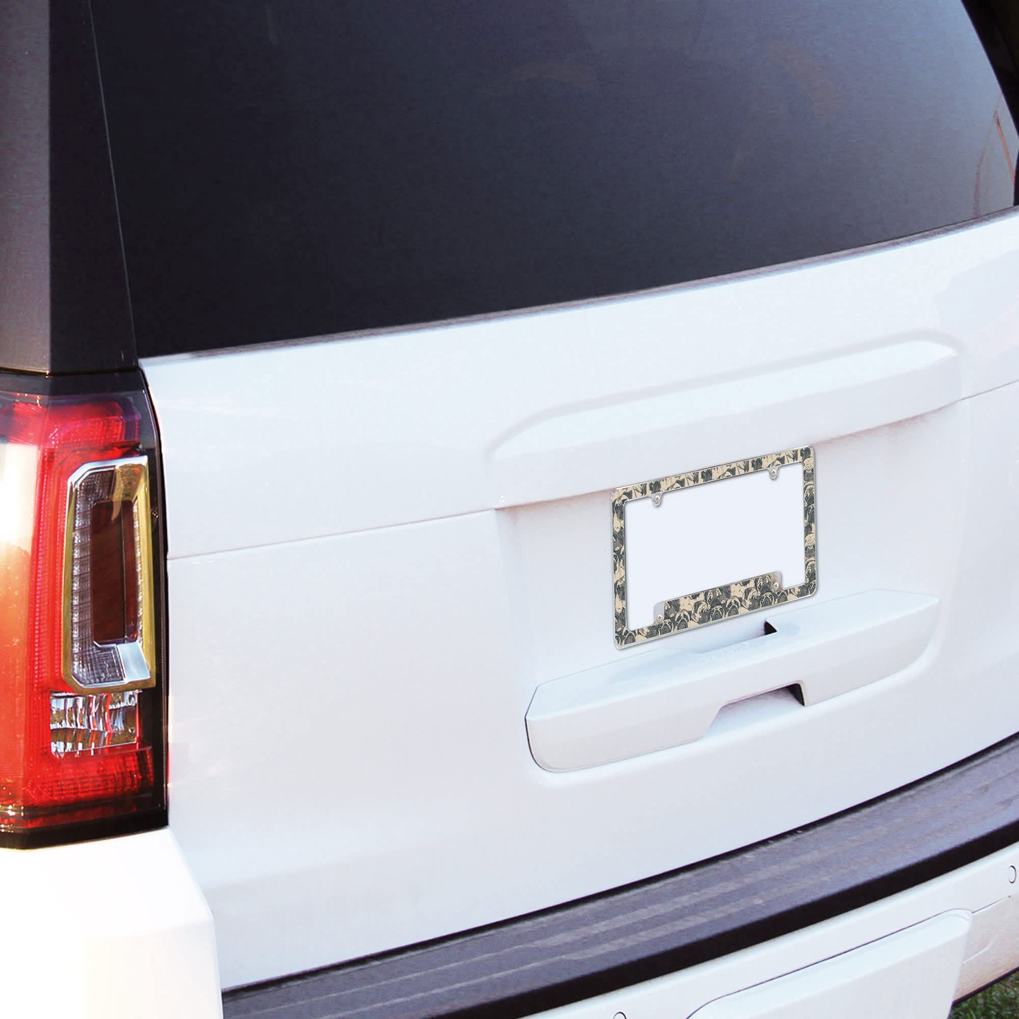 Rico Industries Repeating Pugs All Over Automotive License Plate Frame for Car/Truck/SUV (12 x 6)