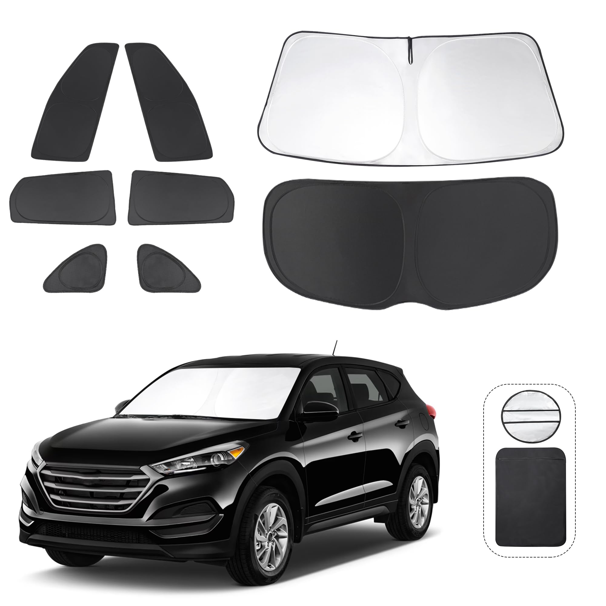 TINGLU Window Shades for Hyundai Tucson 2016-2021 (Not for 2022 Tucson) Accessories Car Side Full Windows Rear Triangular Windsh