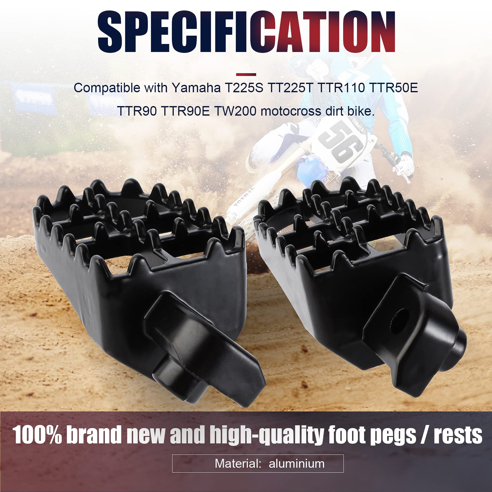 Qazaky Black Aluminium Foot Pegs Rest Footrest Footpegs Xr50 Xr50R Xr70 Xr70R Xr80R Xr100R Crf50 Crf50F Crf70 Crf70F Crf80 Crf80