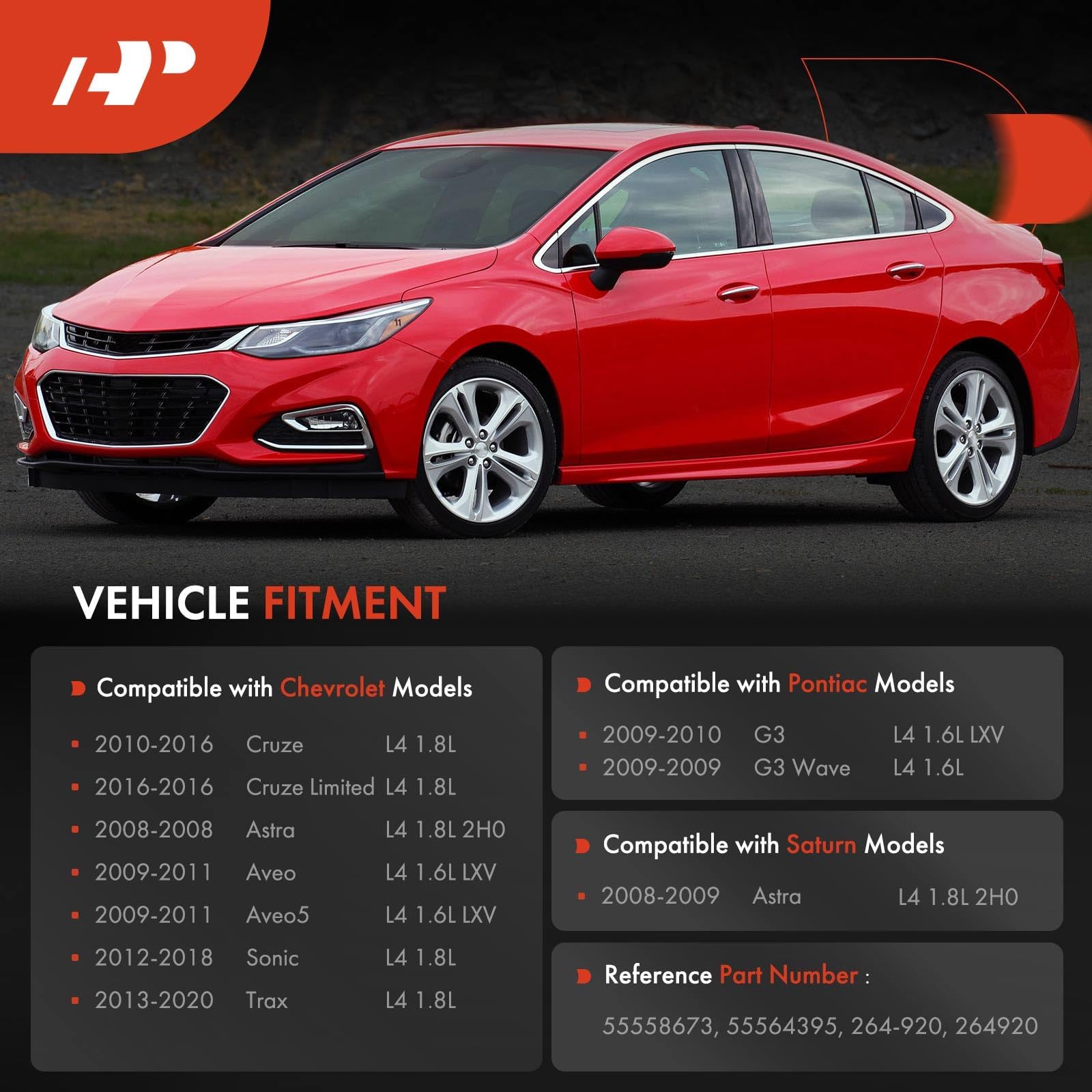 A-Premium Engine Valve Cover Kit Compatible With Chevy Cruze 2010-2016, Sonic 2012-2018, Trax 2013-2020, Aveo 2009-2011, Aveo5 2009-2011, L4 1.6L 1.8L, Replace # 55558673 55564395