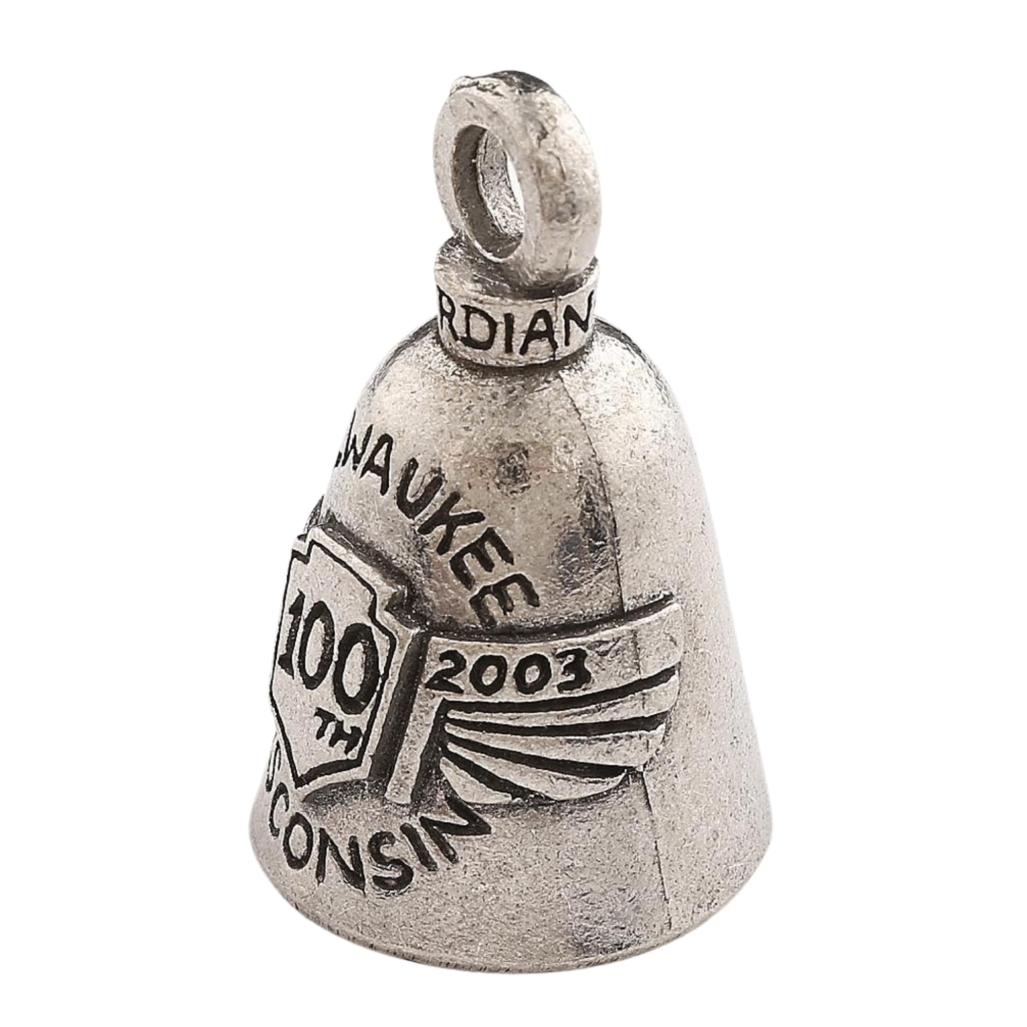Guardian Bell 100Th Anniversary Good Luck Bell W/Keyring & Black Velvet Gift Bag | Motorcycle Bell | Lead-Free Pewter | Good Luc