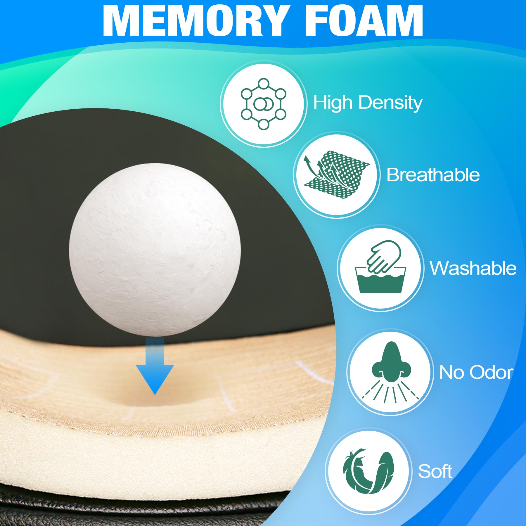 Myfamirea Car Seat Cushion And Lumbar Support Pillow 1.2'' Thick Memory Foam Desk Chair Cushion Back Support For Automotive Seat