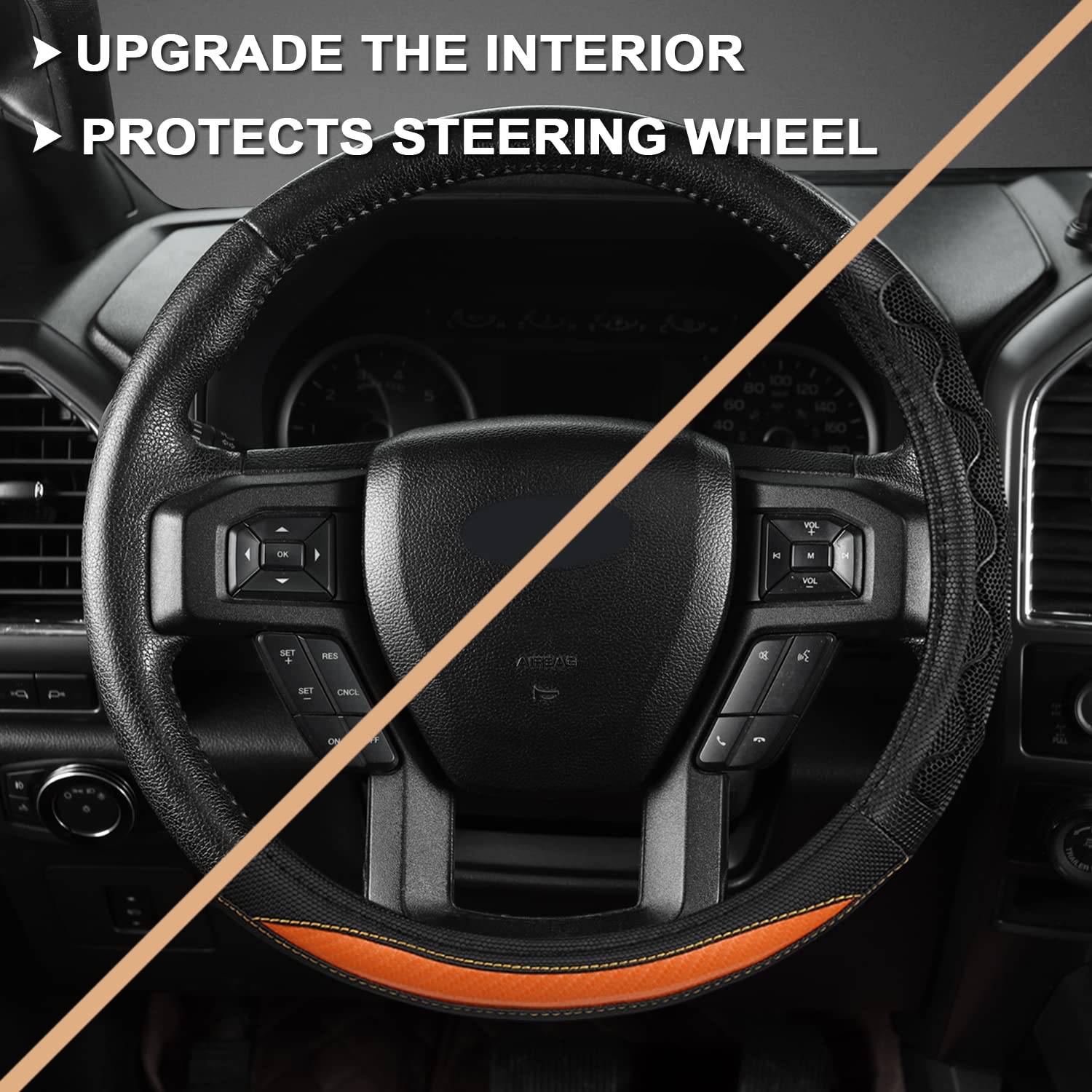 Giant Panda Car Steering Wheel Cover For Ford F150 F250 F350 Expedition 15.5-16 Inches - Orange