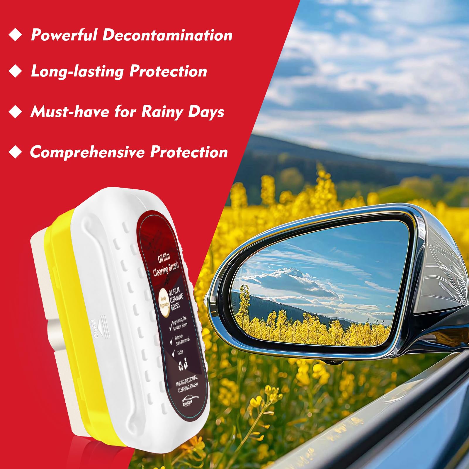 luseyfj Automotive Oil Film Cleaning Brush, Upgraded Antifog & Rainproof Glass Cleaning Board, Reusable Glass Oil Film Remover f