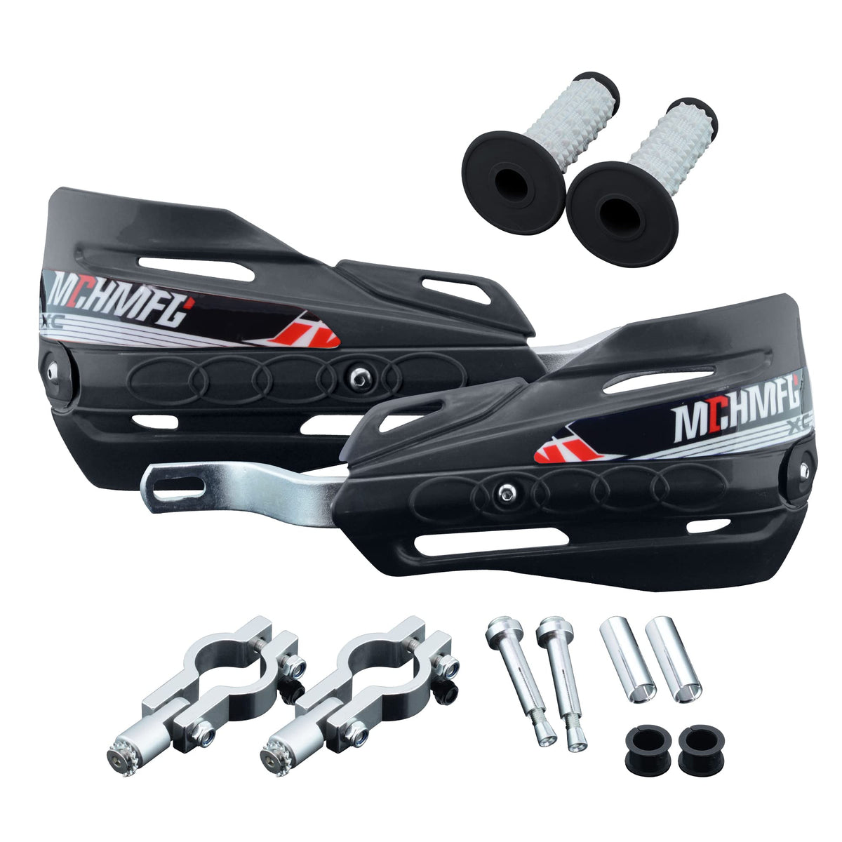 Fewfuss Dirt Bike Hand Guards With Grips - Universal Motorcycle Handguards For Pit Bikes Atv Motocross Enduro Black
