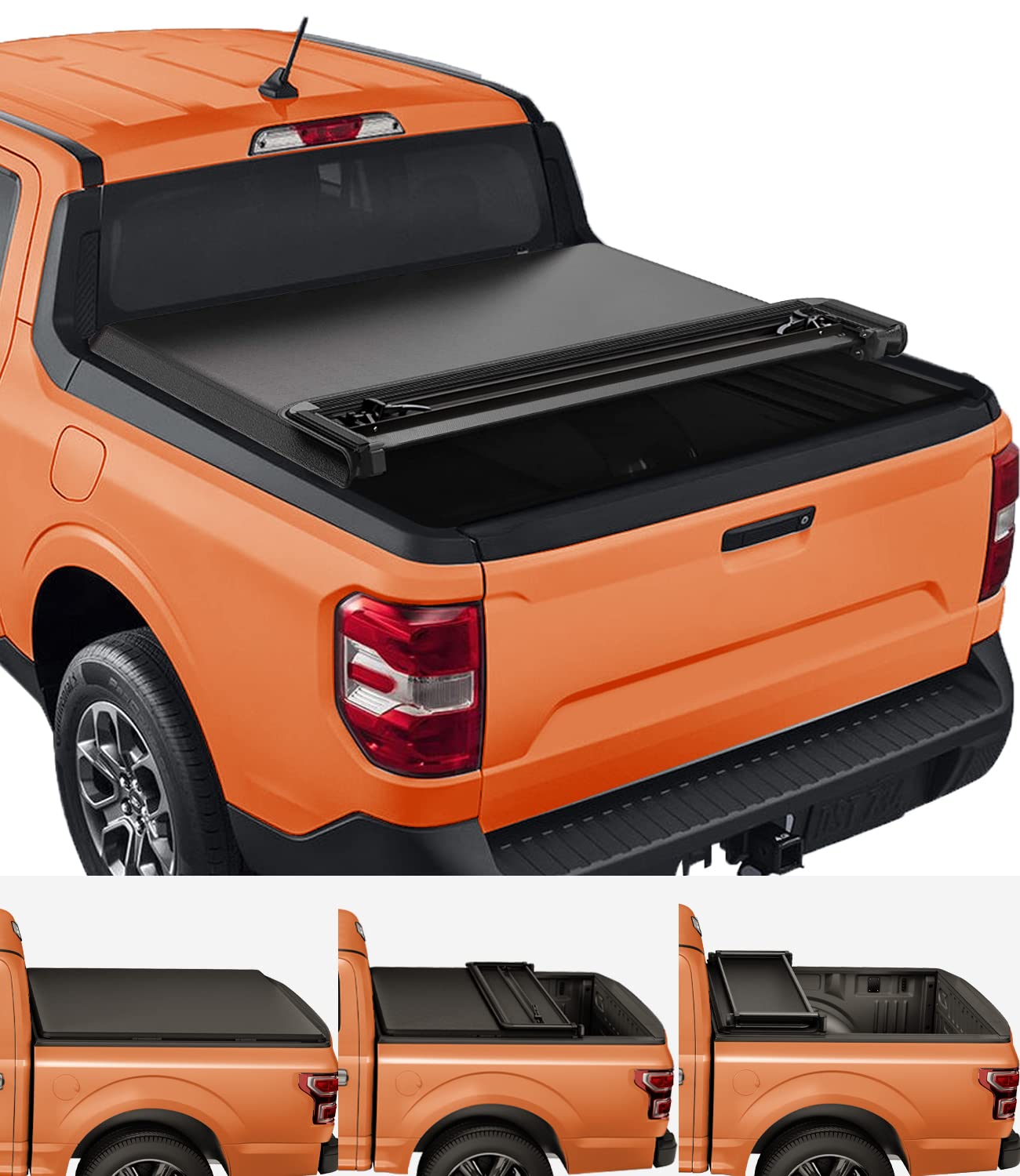 Tiptop Soft Tri-Fold Tonneau Cover Truck Bed For 2022 2023 2024 2025 Maverick 4.5Ft Bed (54.4'') | Tpx3 |.