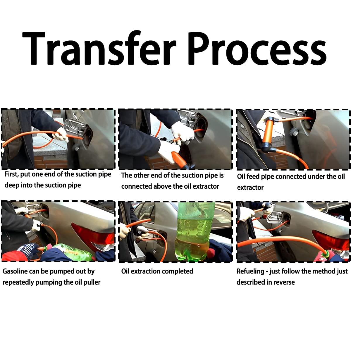 Car Siphon Transfer Pump Kit, 200Cc Siphon Hand Pump Kit Fluid Fuel Extractor Suction Tool, Multi-Purpose Manual Oil Pump Fuel Liquid Transfer Pump For Oil Gasoline Water Liquids And Air