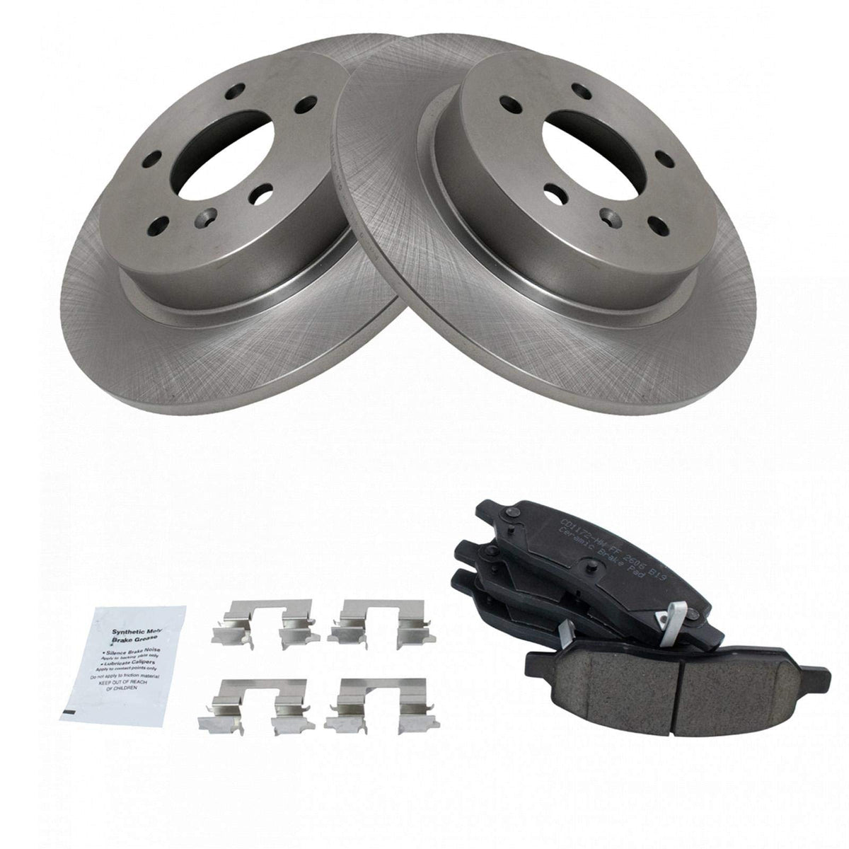 TRQ Rear Brake Pad & Rotor Kit Brake Pads Brake Rotor Ceramic Compatible with 2006-2011 Buick Lucerne Cadillac DTS