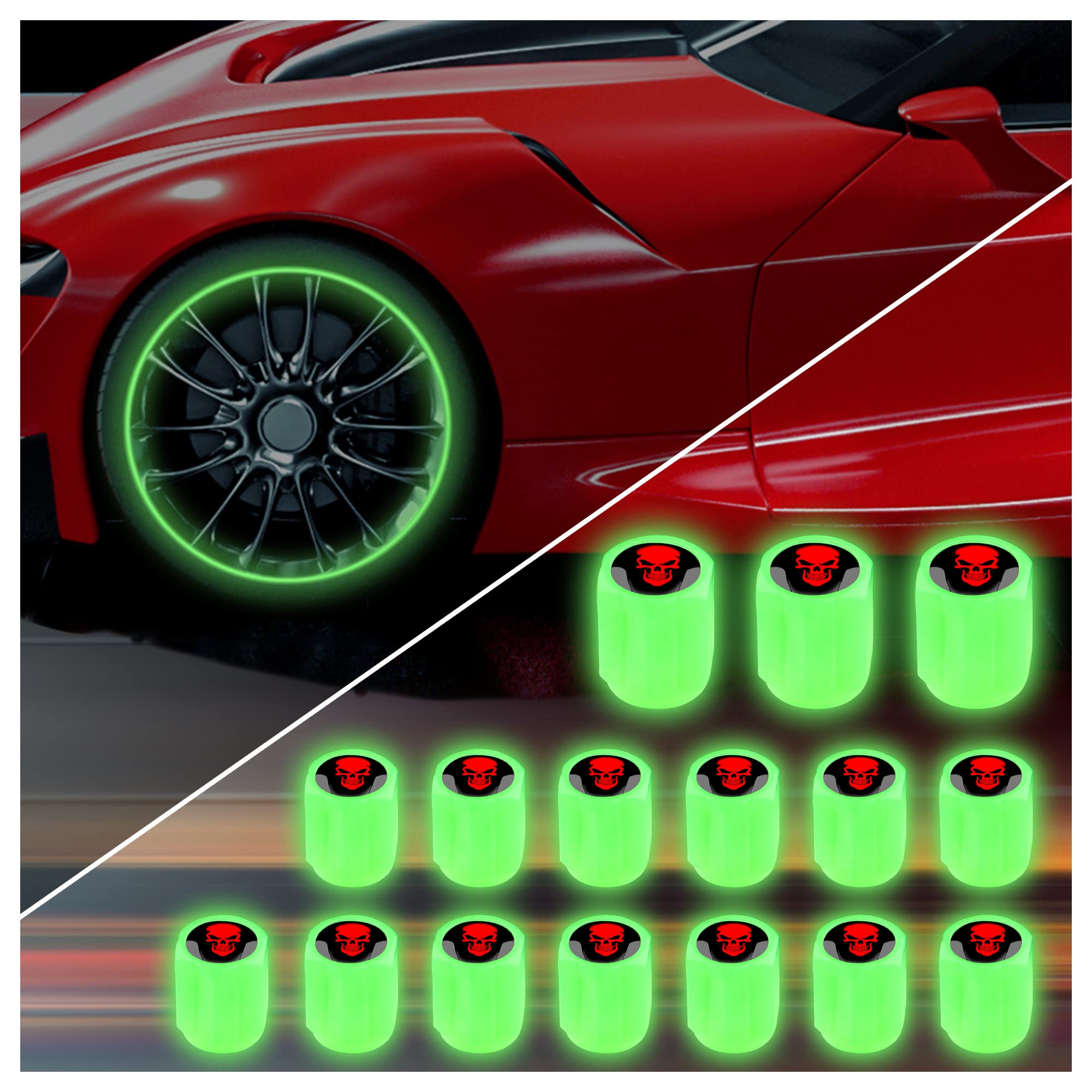 16Pcs Fluorescent Tire Valve Stem Caps,Luminous Auto Wheel Air Valve Cap,Universal Decoration Accessories For Car/Suv/Bicycle/Tr