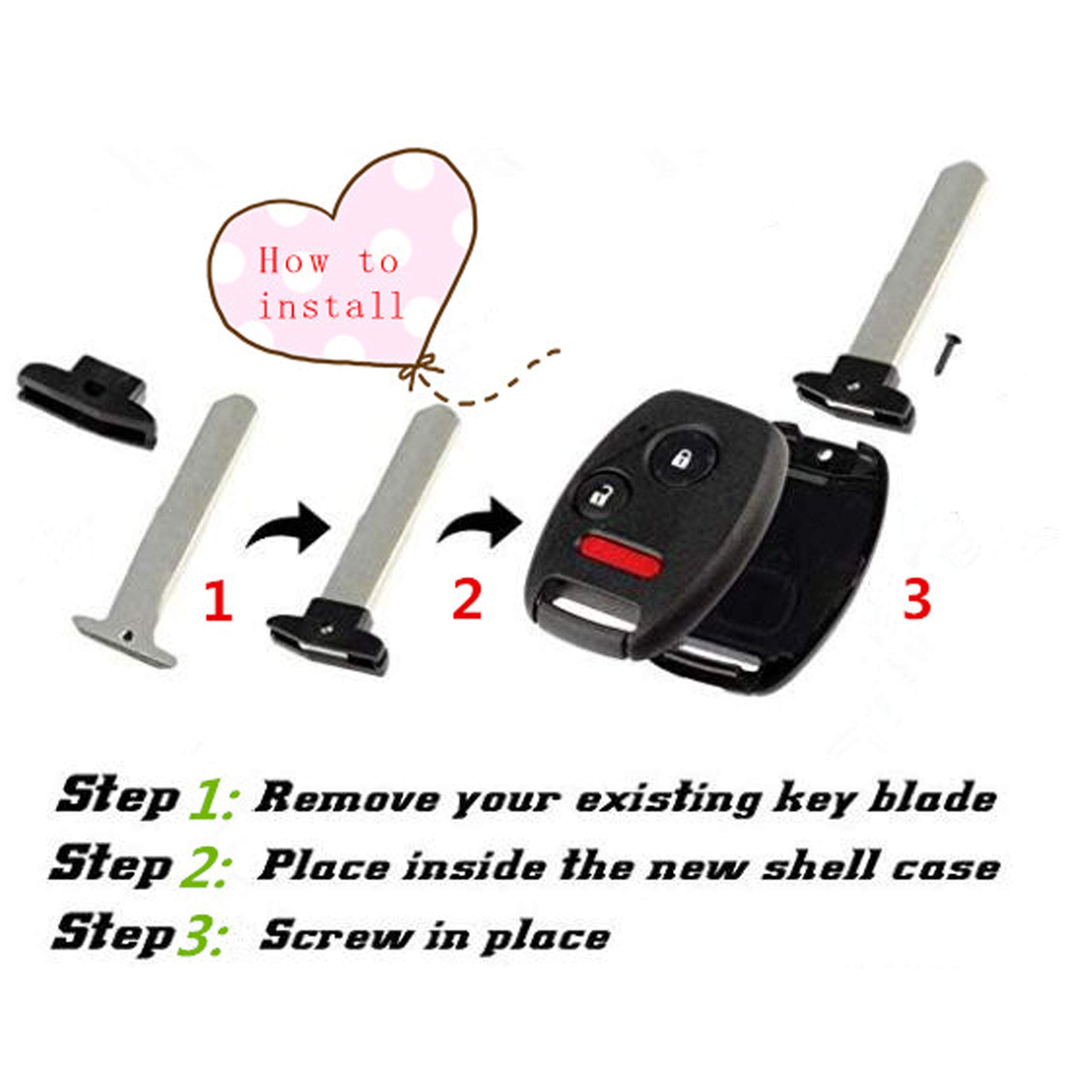 Replacement For 2+1 Buttons Keyless Entry Remote Honda Key Fob Shell Fit For Honda 2010-2011 Accord Crosstour 2006-2011 Civic 20