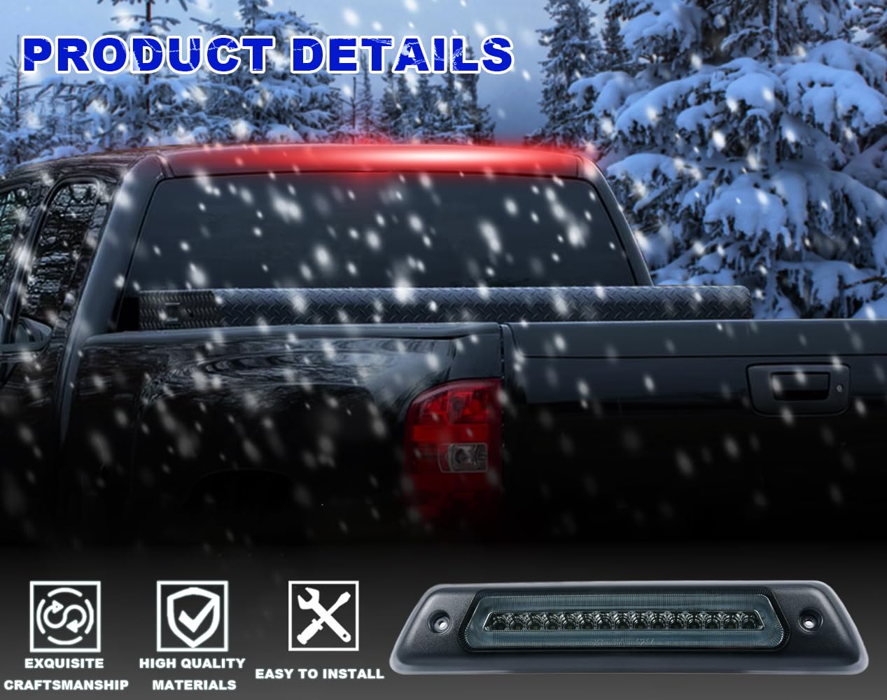 Pit66 Led 3Rd Brake Light, Compatible With 09-14 Ford F150 Rear High Mount Stop Parking Lights Assembly Third Brake Cargo Lamps