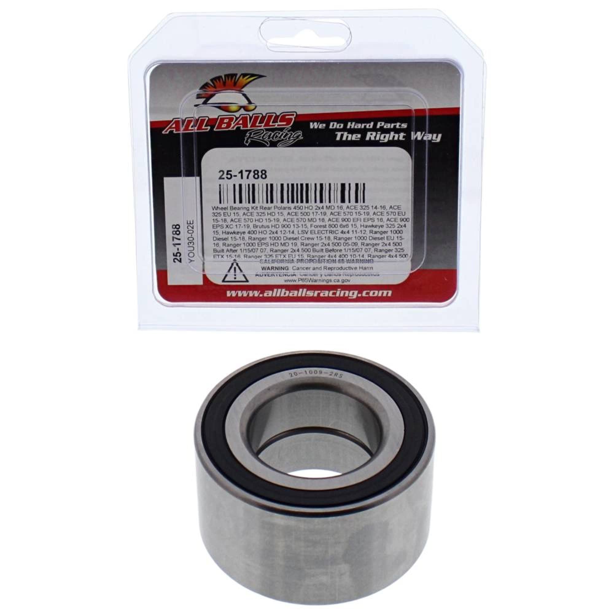 All Balls Racing Wheel Bearing Kit 25-1788 Compatible With/Replacement For Polaris 450 Ho 2X4 Md 2016, Brutus Hd 900 2013-2014, Brutus Hd 1000 2016-2018, Forest 800 6X6 2015, Ace 325 2014-2016