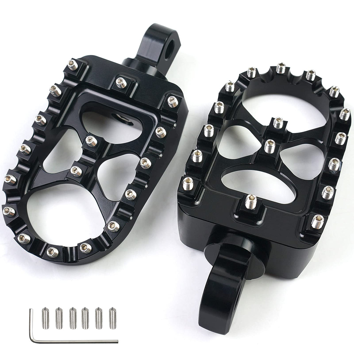 Mdpromcp Cnc Motorcycle Wide Foot Pegs Aluminum 360Roating Adjustable Suitable Compaitble With Dyna Fatboy Iron 883 Sportster 88