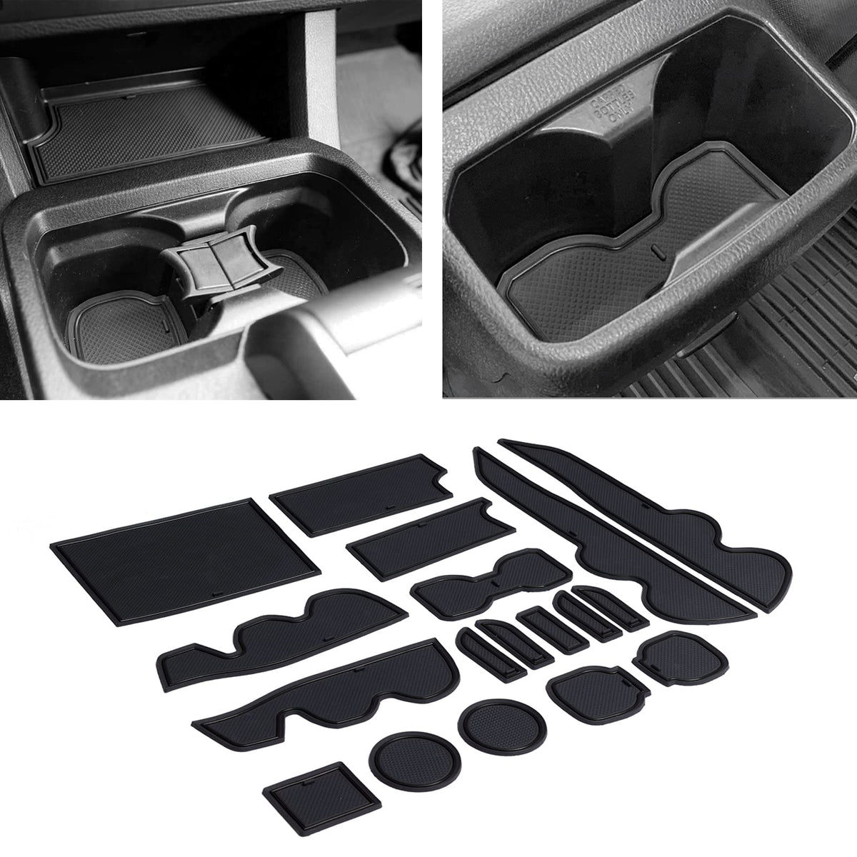Jdmcar Liner Accessories Compatible With 2023 2022 Toyota Tacoma 2016 2017 2018 2019 2020 2021 Custom Fit Cup And Door Center Console Inserts (Double Cab,Solid Black)