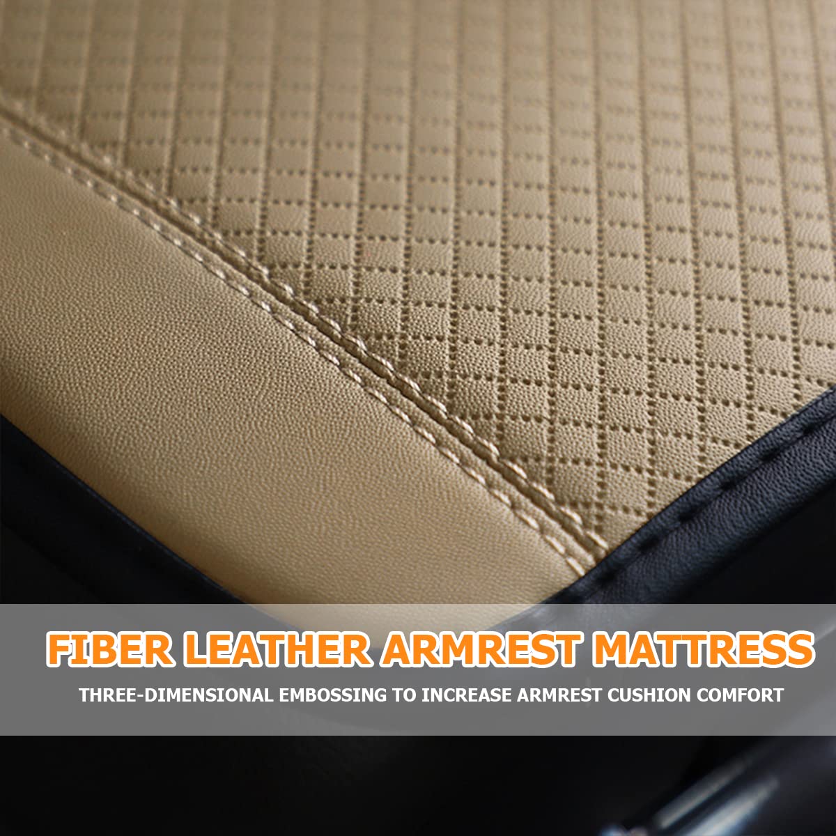 8Sanlione Car Armrest Storage Box Mat, Fiber Leather Car Center Console Cover, Car Armrest Seat Box Cover Accessories Interior P